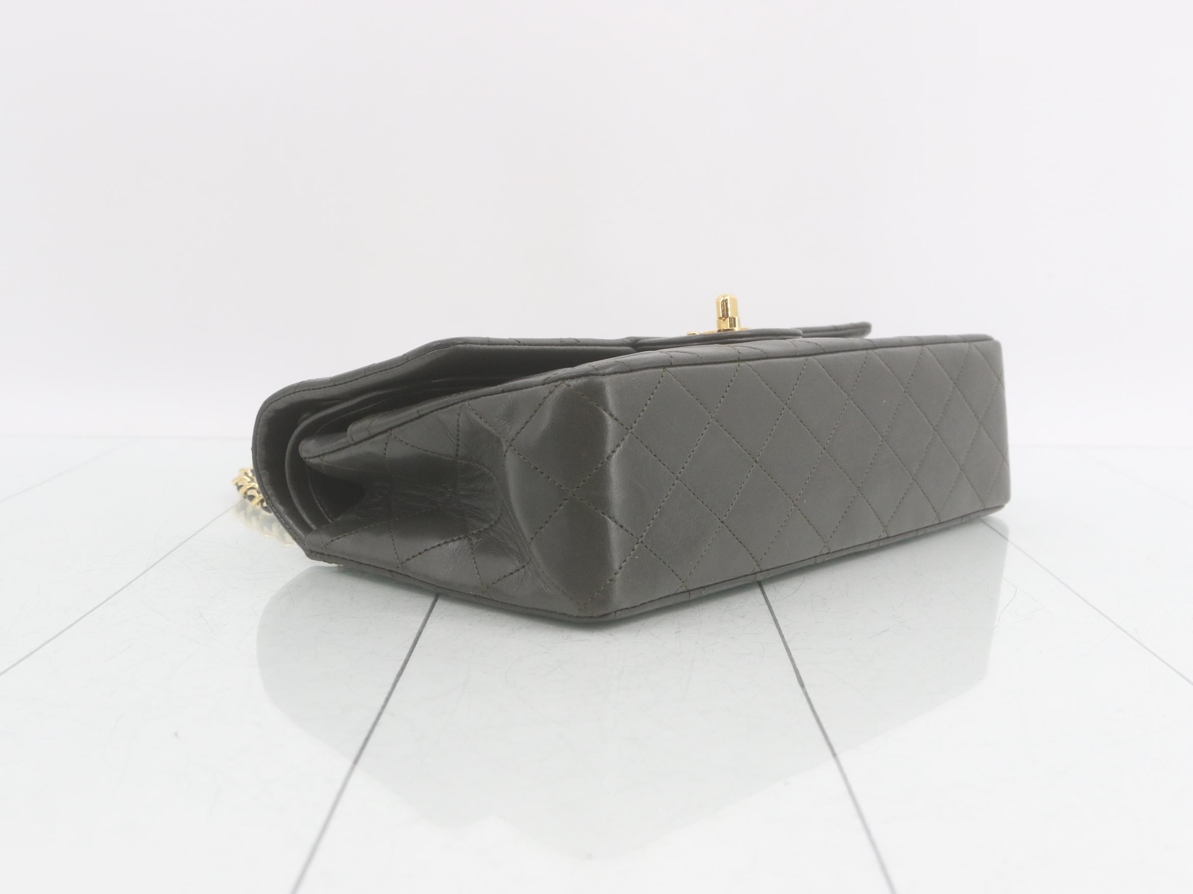 Matelassé Double Flap Shoulder Bag, Khaki, Item No. 1 — view 5