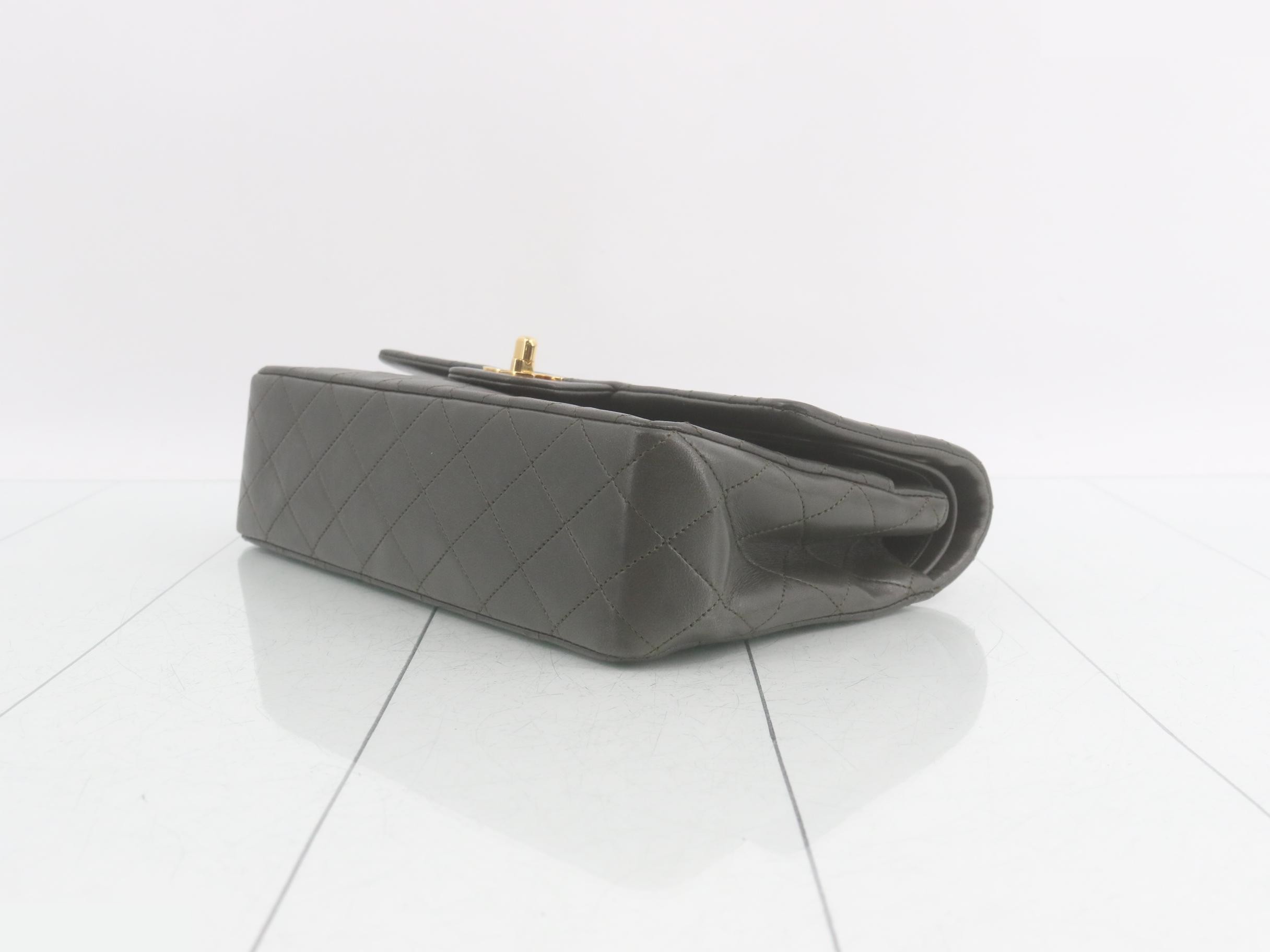 Matelassé Double Flap Shoulder Bag, Khaki, Item No. 1 — view 6