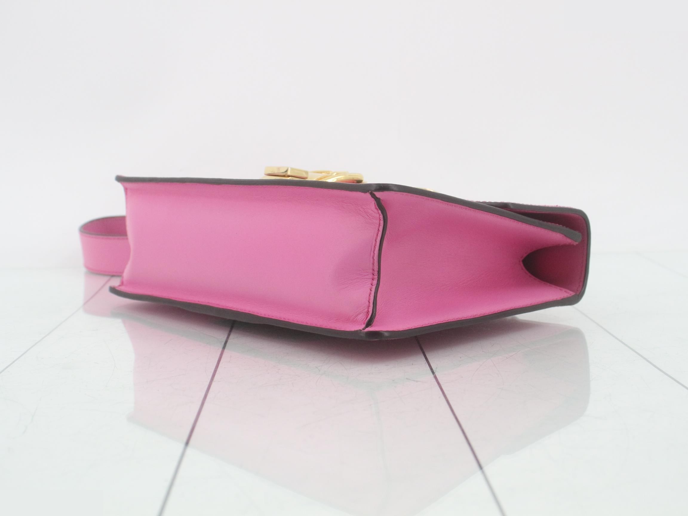 Sylvie Leather Shoulder Bag, Pink — view 6
