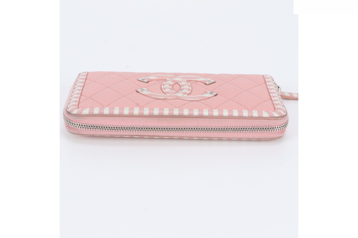 Serial sticker included Caviar skin leather CC filigree long wallet — view 5