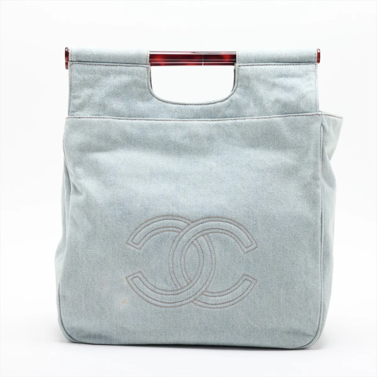 Coco Mark Denim Tote Bag, Blue with Gold Hardware, 4690280, Series 4