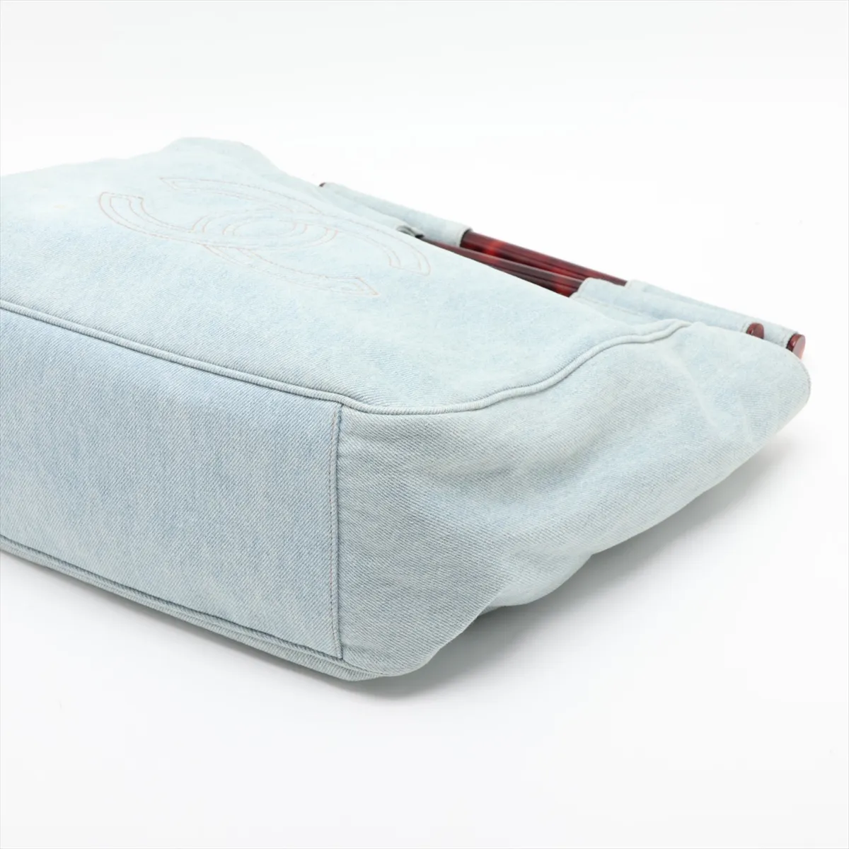 Coco Mark Denim Tote Bag, Blue with Gold Hardware, 4690280, Series 4 — view 3