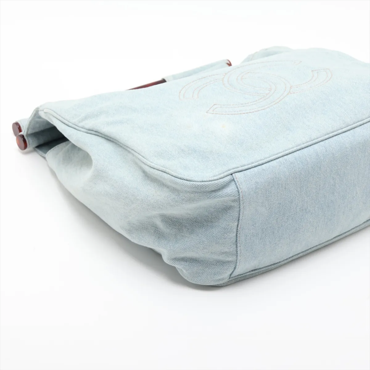 Coco Mark Denim Tote Bag, Blue with Gold Hardware, 4690280, Series 4 — view 4