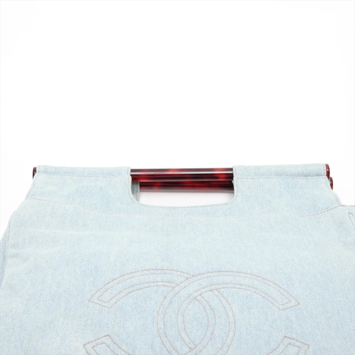 Coco Mark Denim Tote Bag, Blue with Gold Hardware, 4690280, Series 4 — view 6