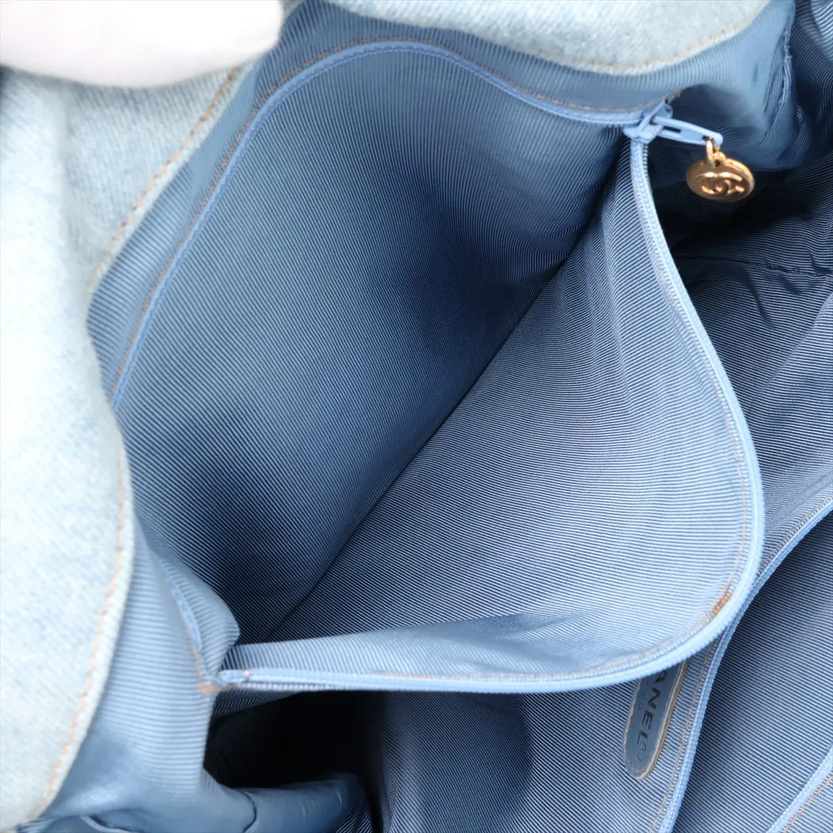 Coco Mark Denim Tote Bag, Blue with Gold Hardware, 4690280, Series 4 — view 9