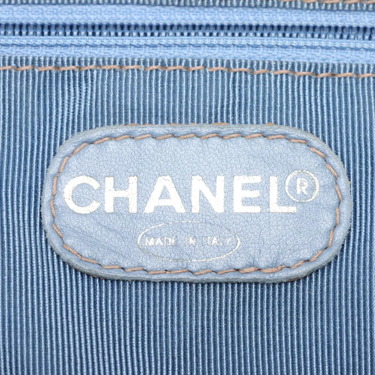 Coco Mark Denim Tote Bag, Blue with Gold Hardware, 4690280, Series 4 — view 10