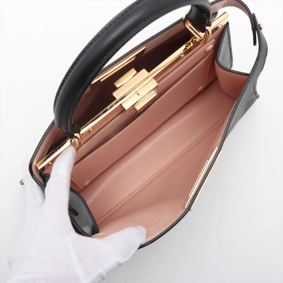 Peekaboo I.U Medium Leather 2-Way Handbag, Black 8BN321 — view 8
