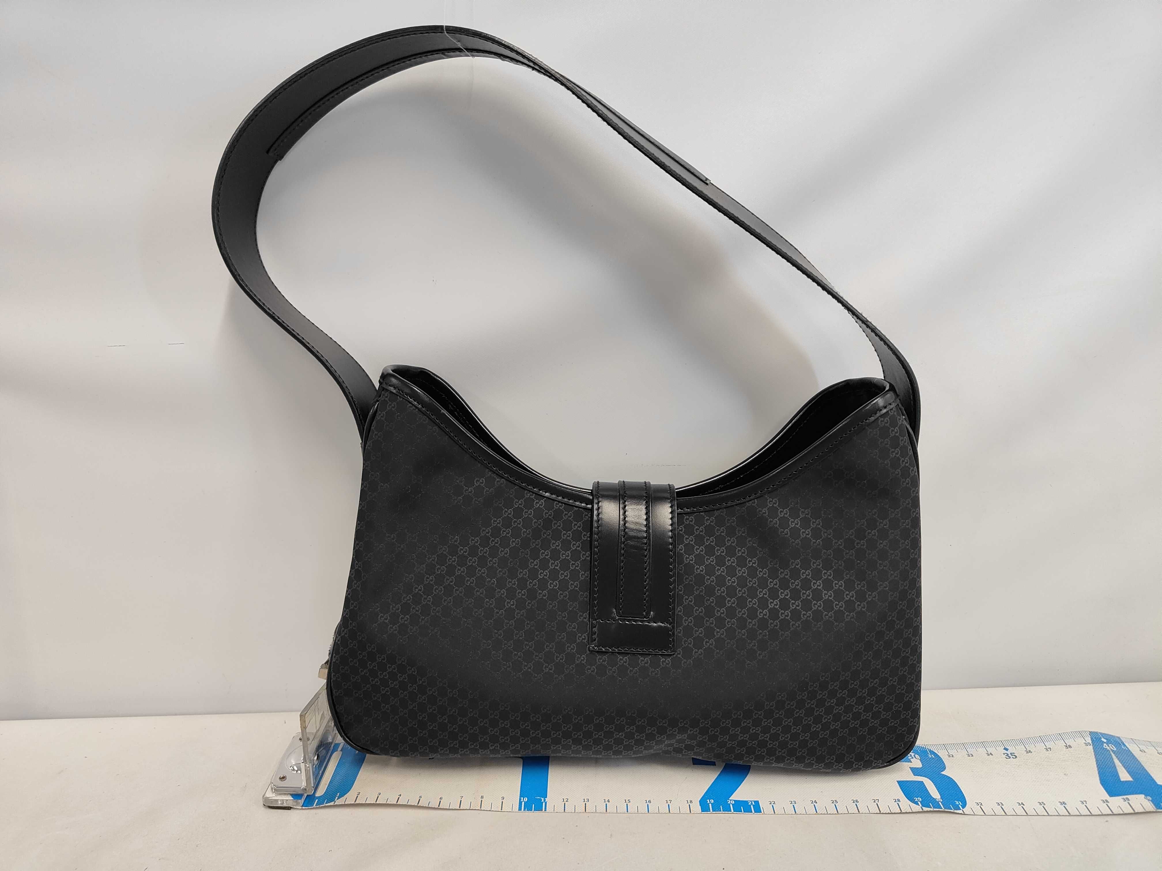 Micro GG 143747 Leather Nylon Shoulder Bag, Shoulder Tote, Handbag, Black, One-Shoulder Bag — view 2