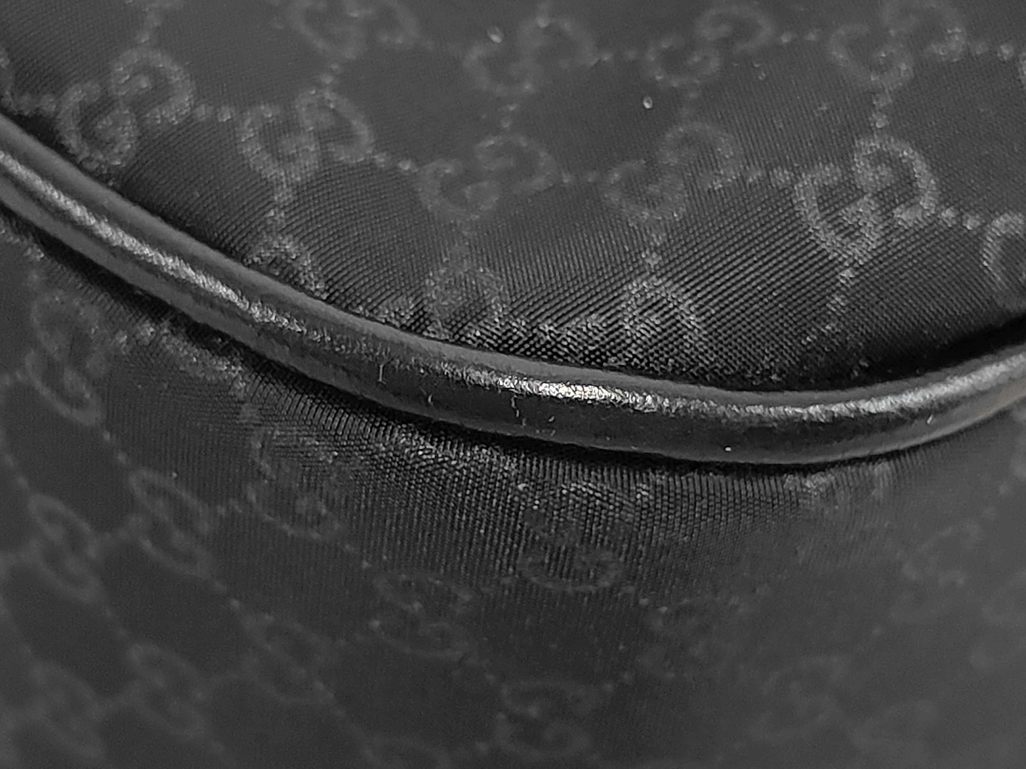Micro GG 143747 Leather Nylon Shoulder Bag, Shoulder Tote, Handbag, Black, One-Shoulder Bag — view 3