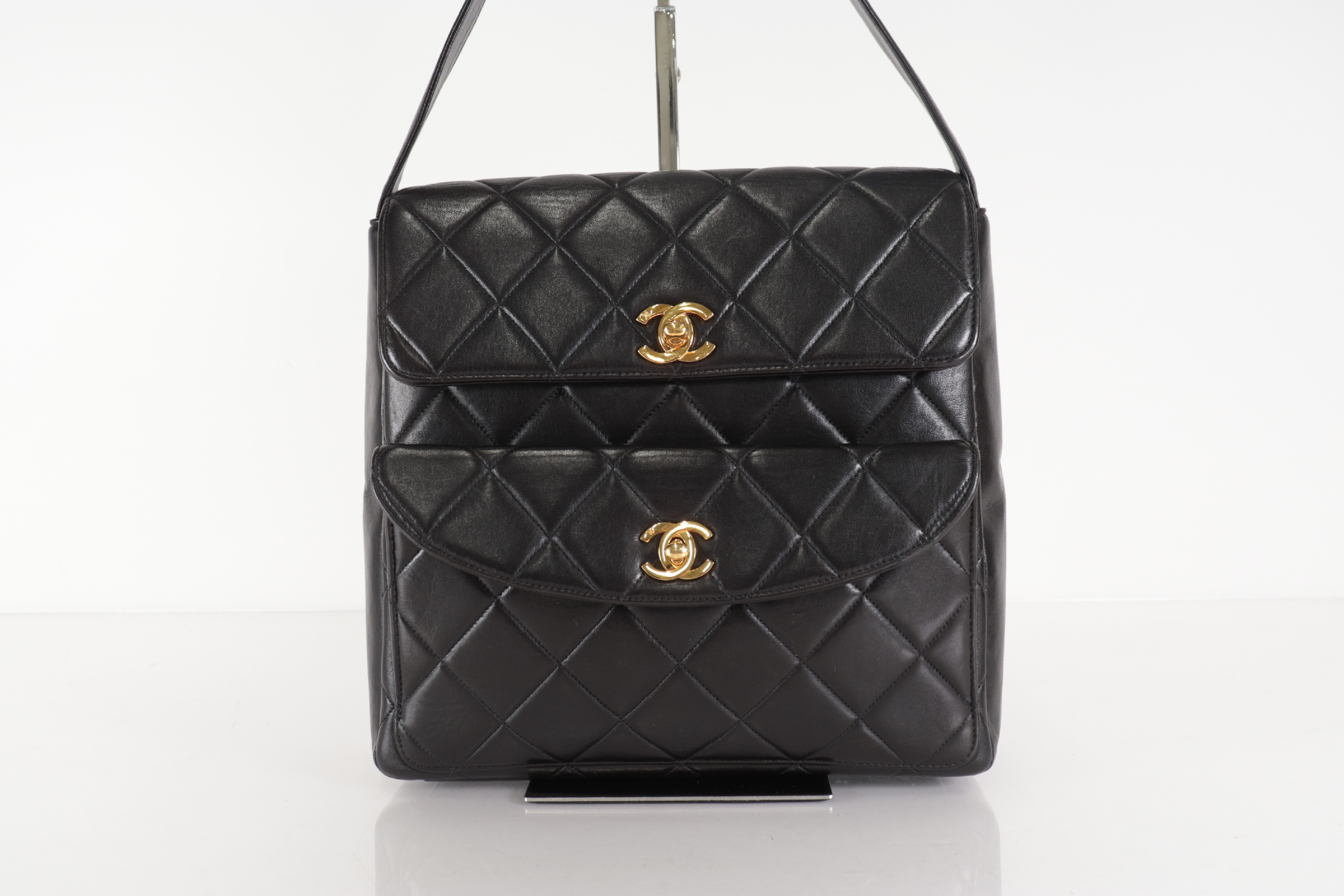 Lambskin Double Turnlock One Shoulder Bag (Series 4) — view 2