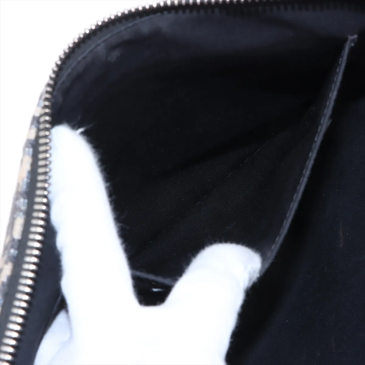 Oblique Canvas x Leather Clutch Bag Navy — view 7