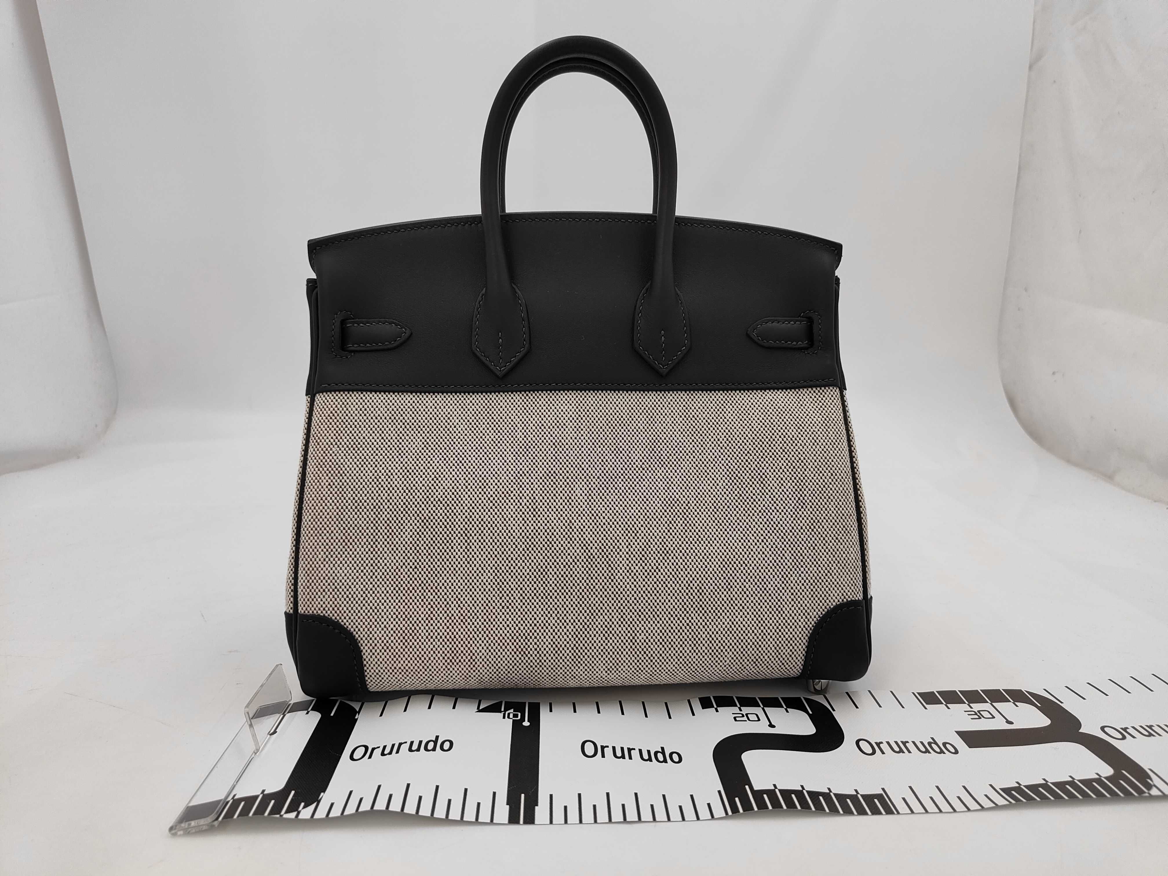 Birkin 25 Bible Run Toile H/Swift Silver Hardware G Stamp Handbag — view 2