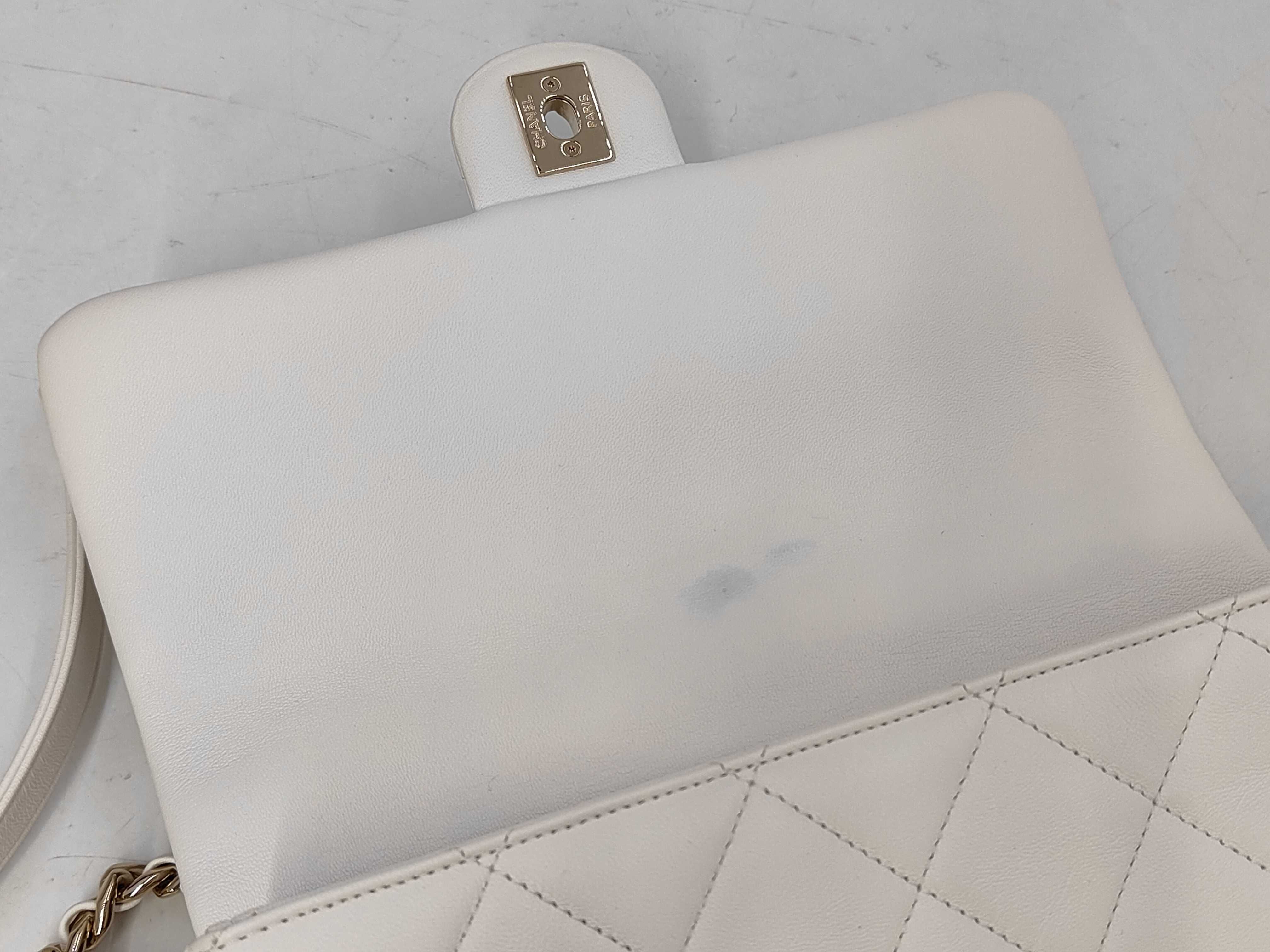 Lambskin Bicolor Chain 2-Way Bag White Shoulder Bag — view 12