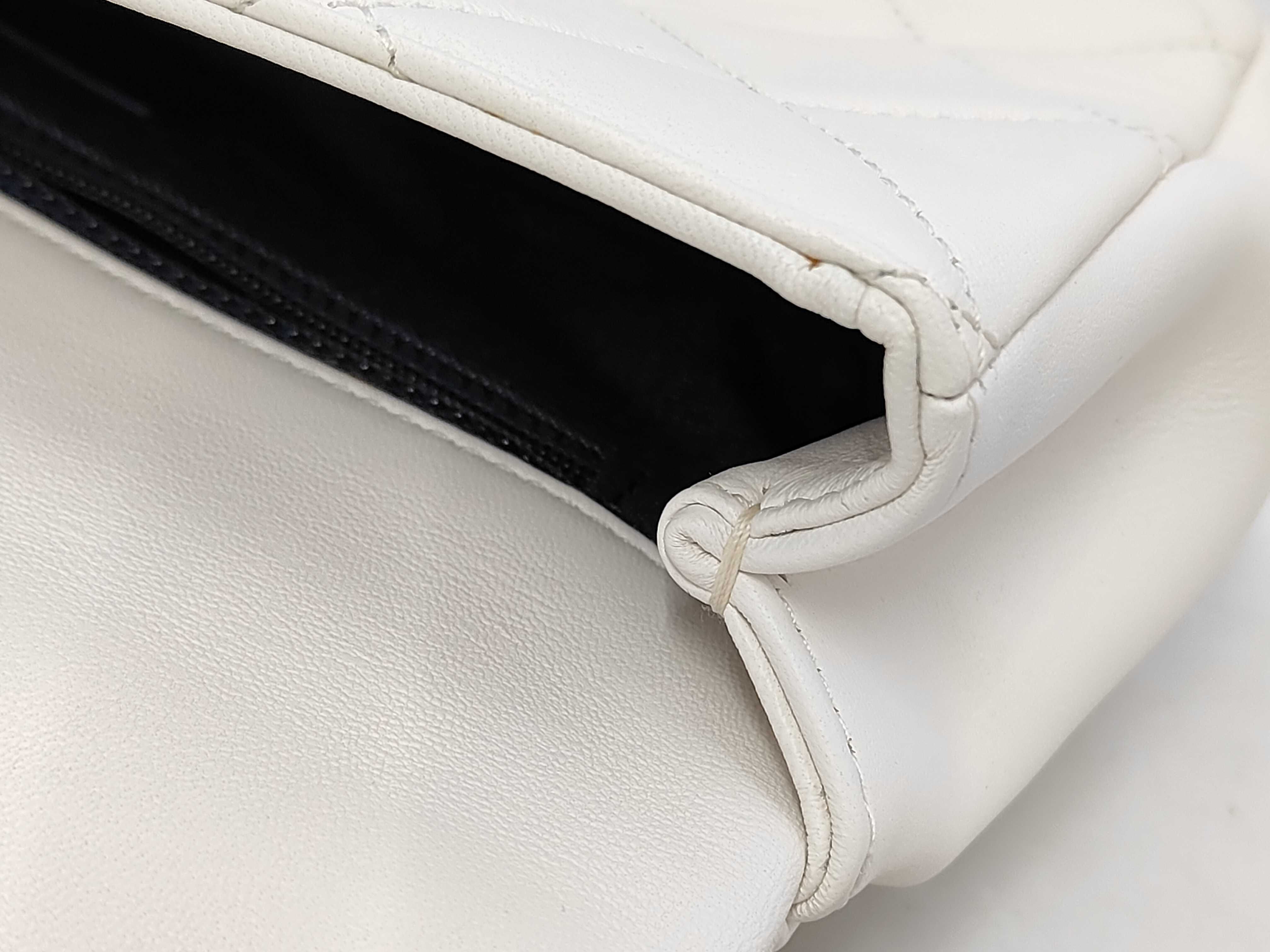Lambskin Bicolor Chain 2-Way Bag White Shoulder Bag — view 13
