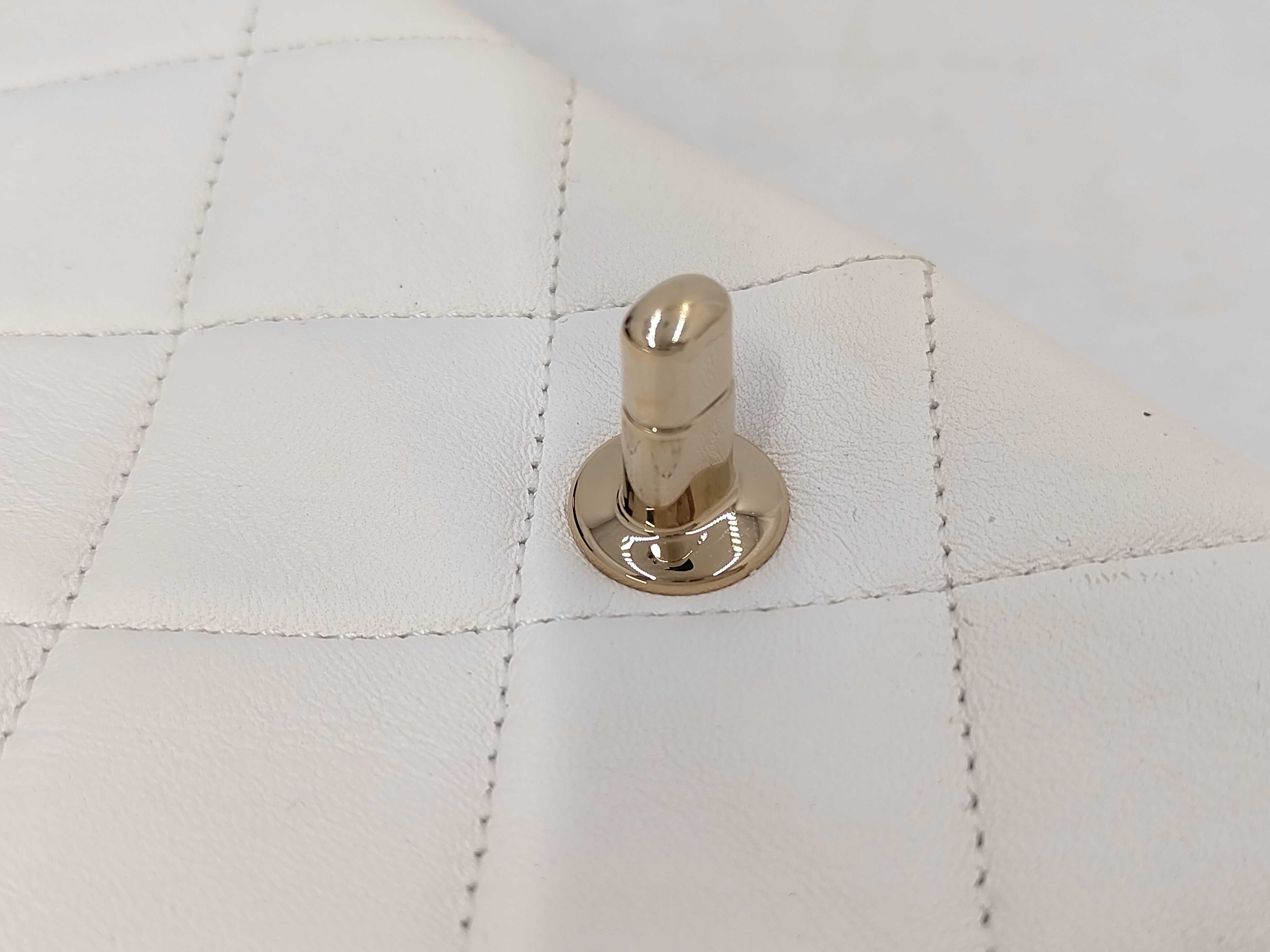 Lambskin Bicolor Chain 2-Way Bag White Shoulder Bag — view 14