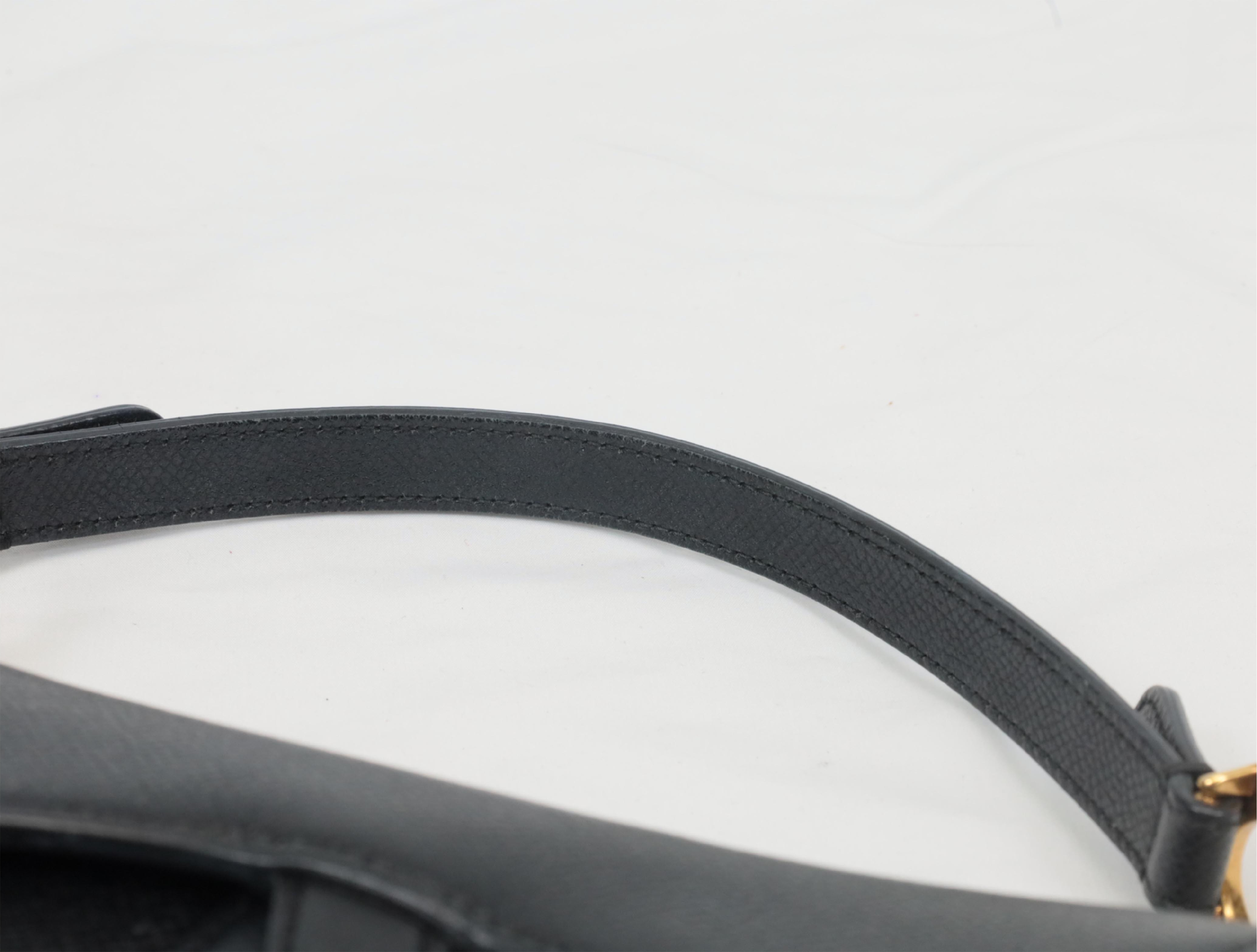 Saddle Leather Shoulder Bag (Dark Navy) — view 6