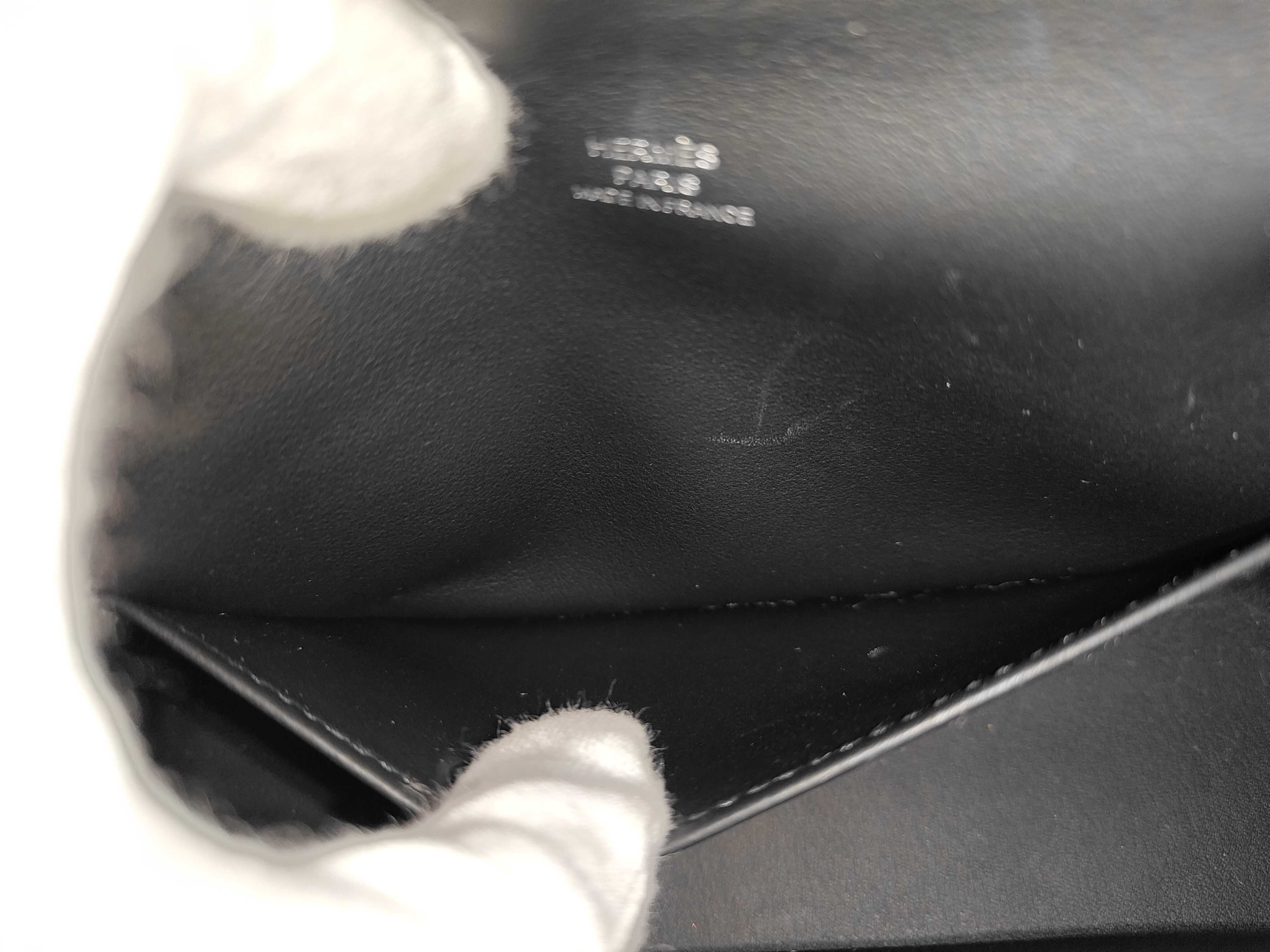 Pochette Kelly Noir SV Hardware K Engraved Twilly Bag — view 13
