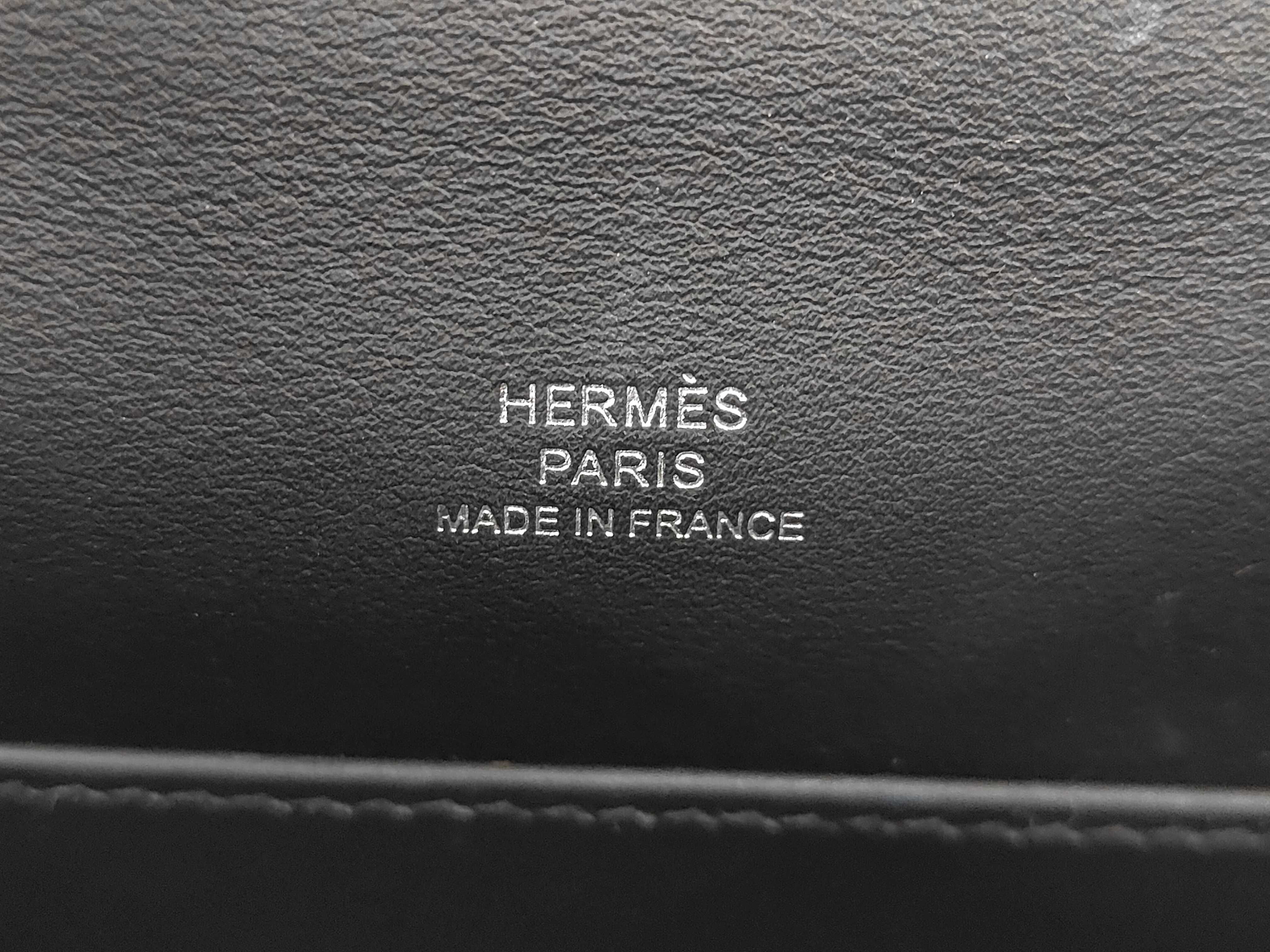 Pochette Kelly Noir SV Hardware K Engraved Twilly Bag — view 10