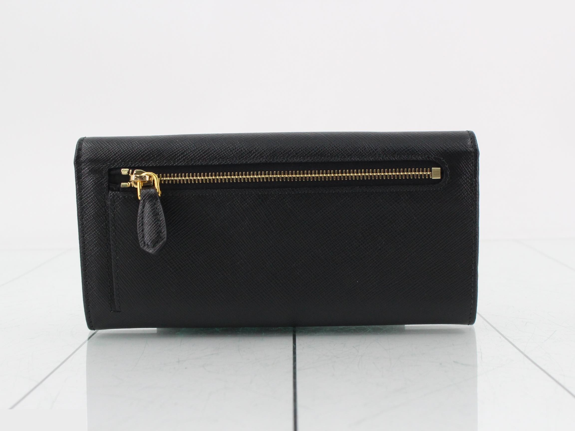 Saffiano leather long wallet, unused, black. — view 2