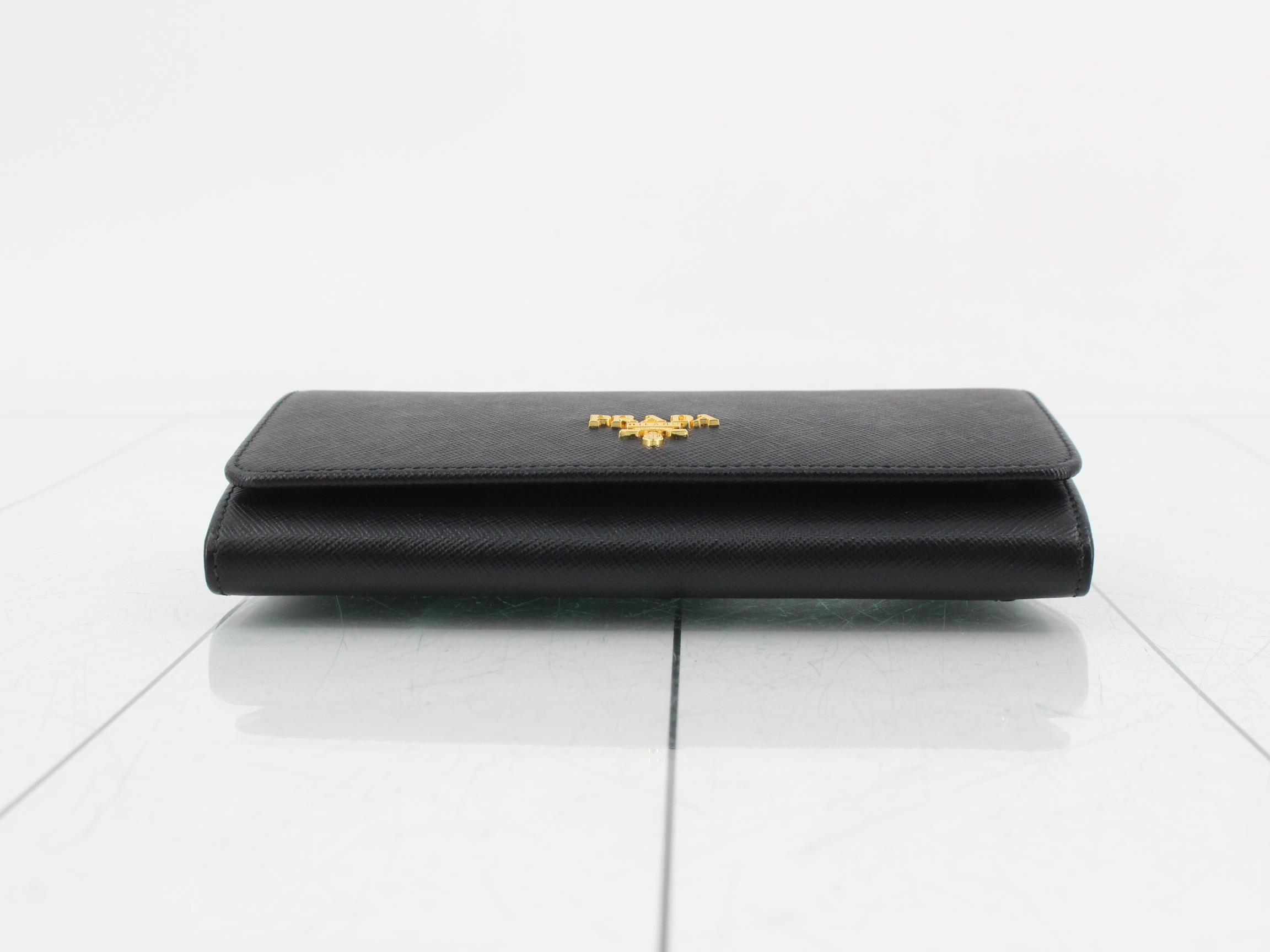 Saffiano leather long wallet, unused, black. — view 3