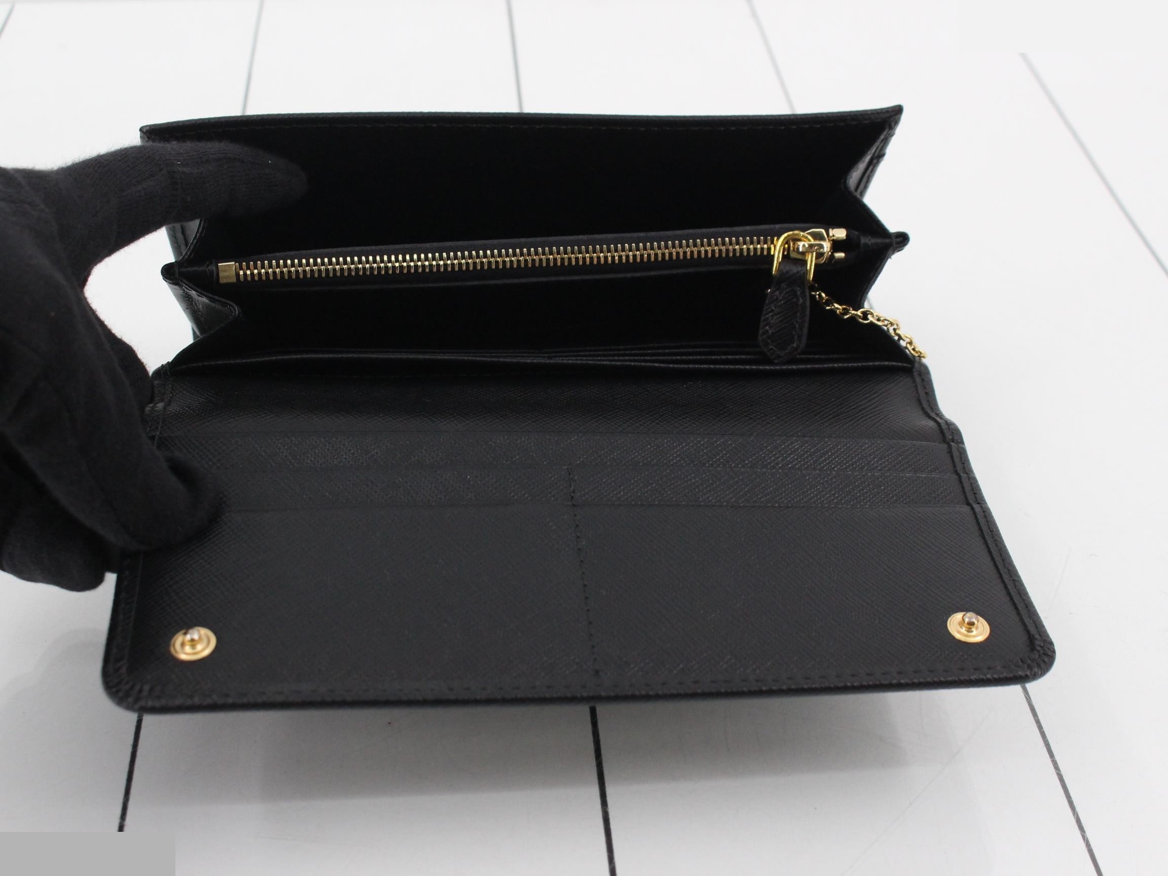 Saffiano leather long wallet, unused, black. — view 4