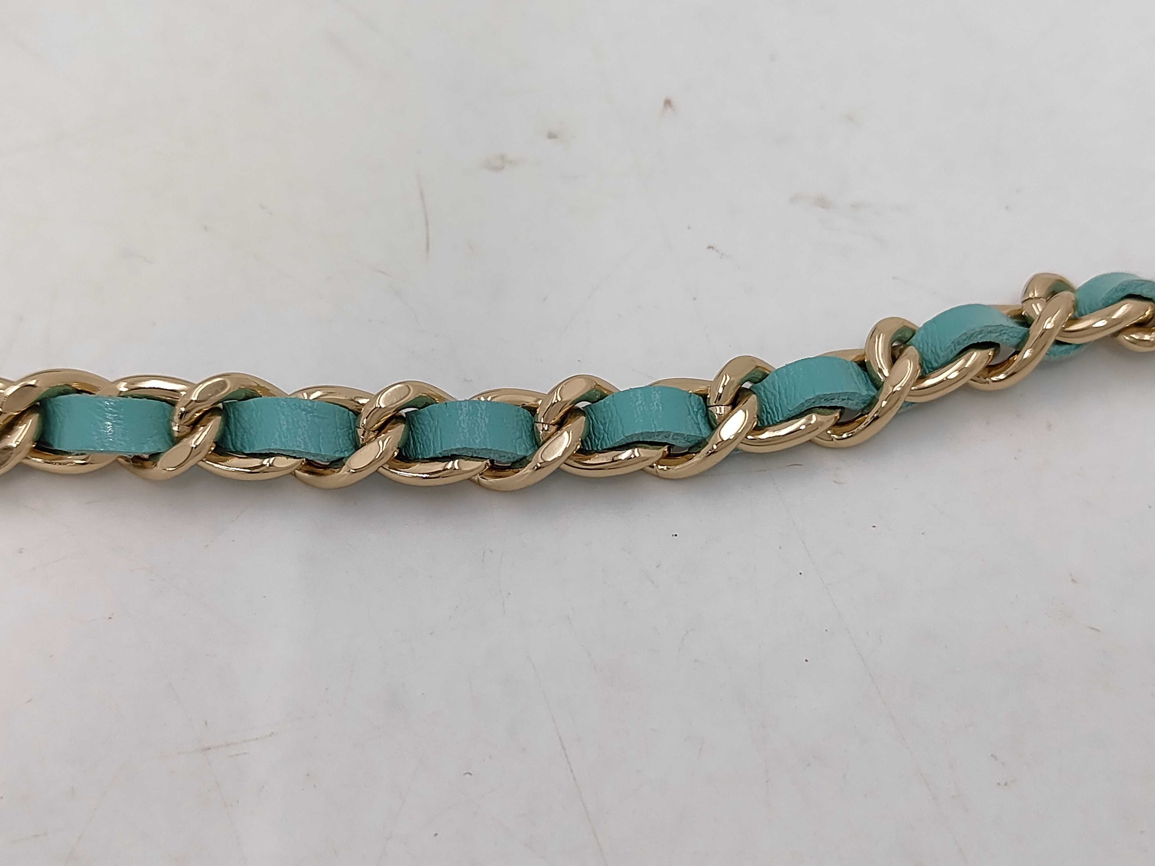 Matelassé 2-Way Chain Shoulder Bag, Turquoise Lambskin, Silver Hardware — view 4