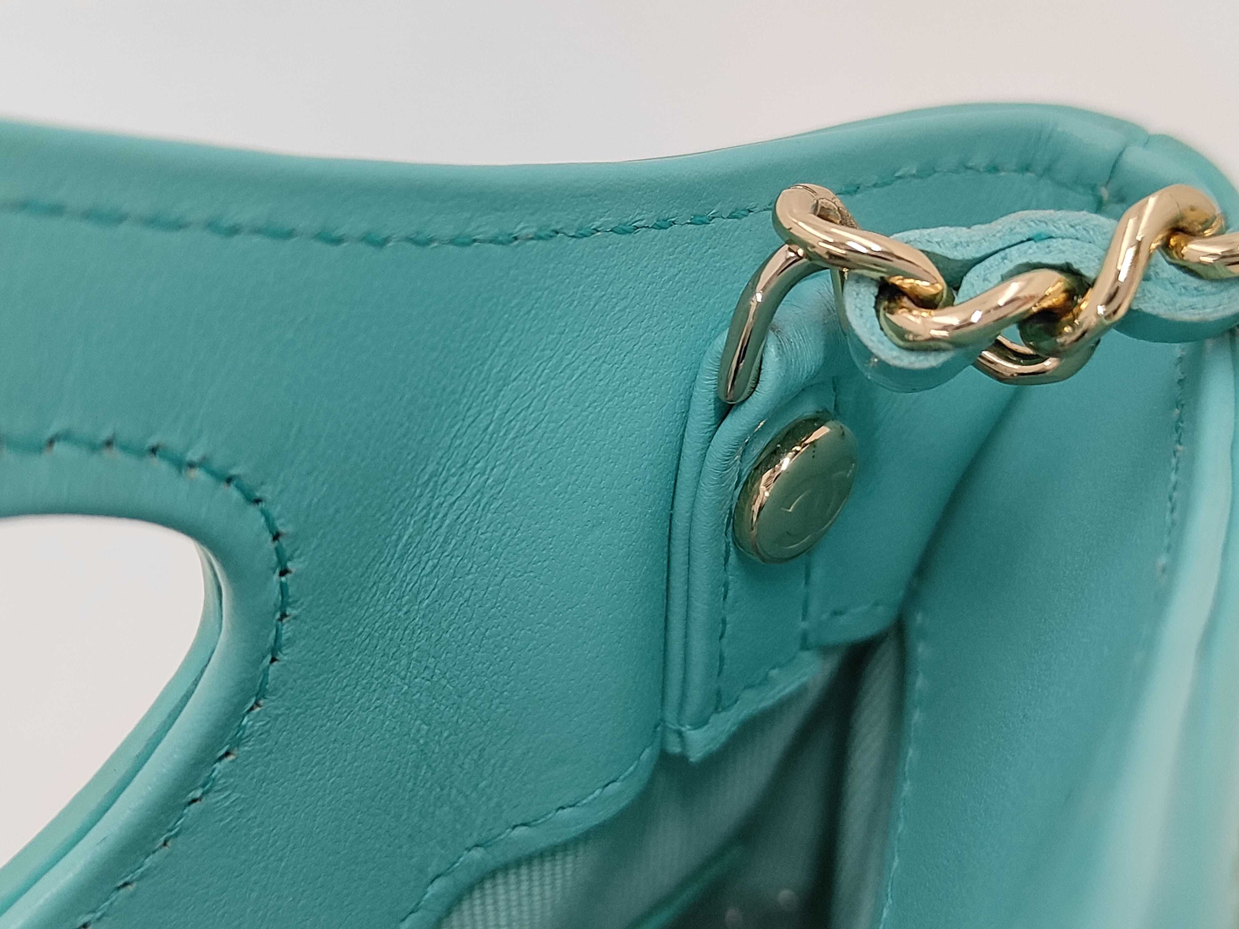 Matelassé 2-Way Chain Shoulder Bag, Turquoise Lambskin, Silver Hardware — view 5