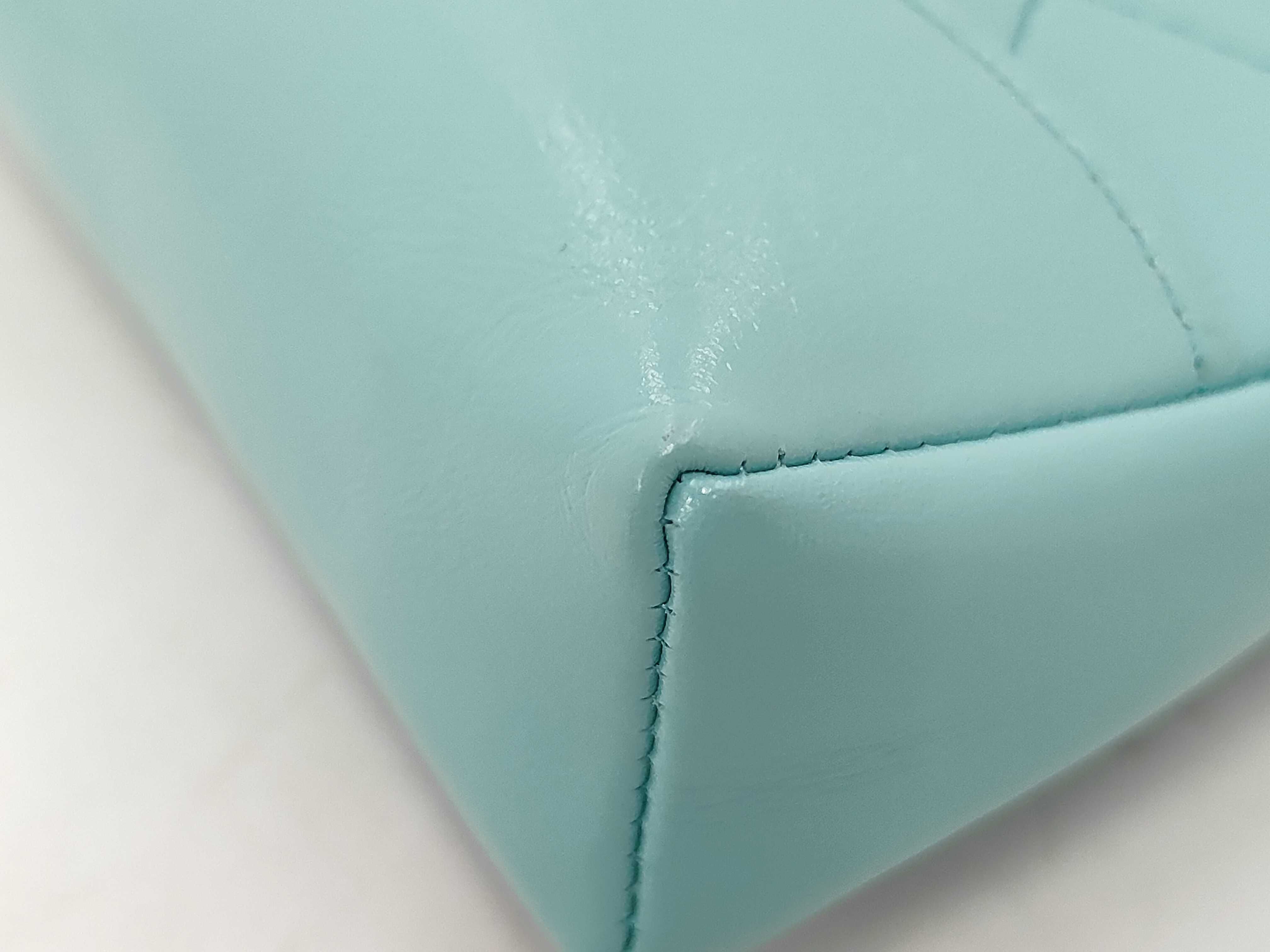 Matelassé 2-Way Chain Shoulder Bag, Turquoise Lambskin, Silver Hardware — view 7
