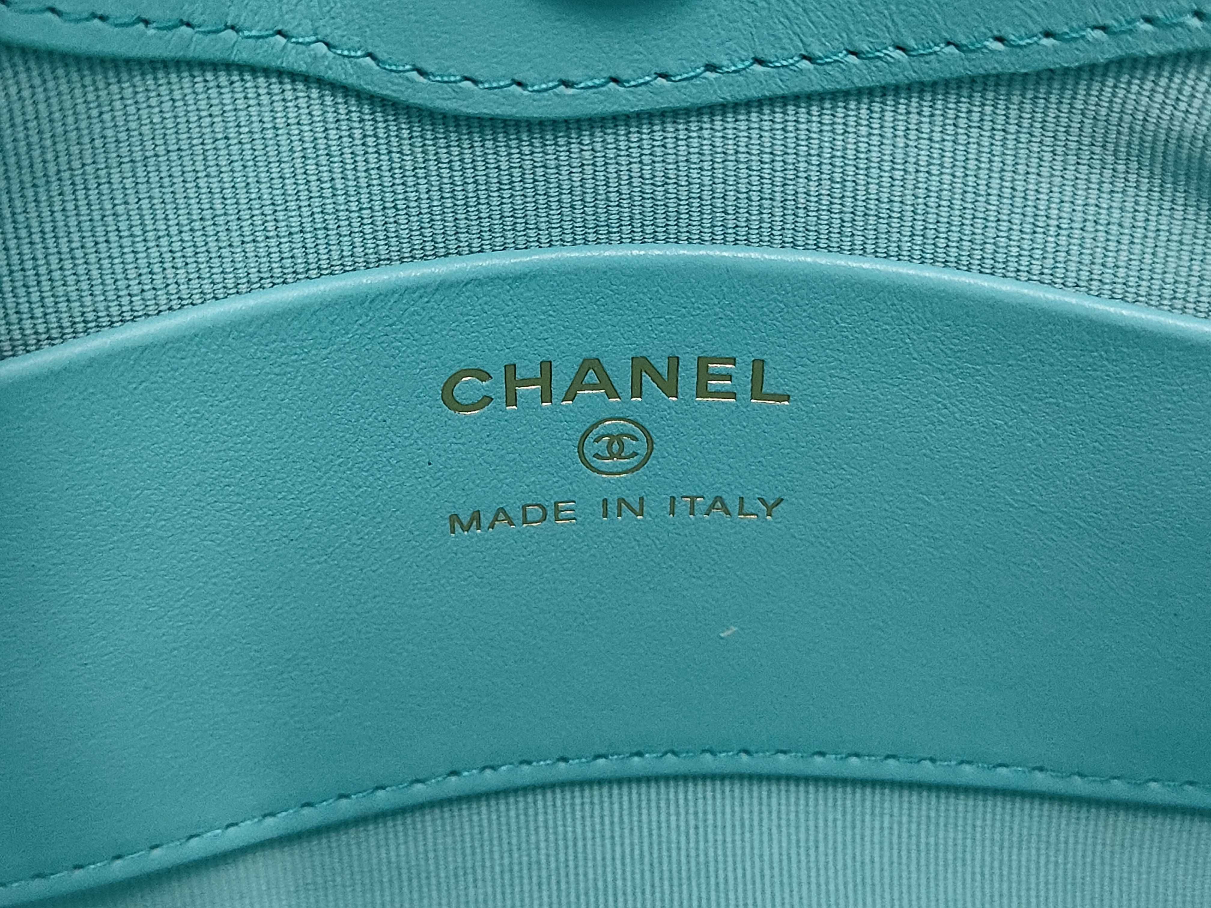 Matelassé 2-Way Chain Shoulder Bag, Turquoise Lambskin, Silver Hardware — view 9