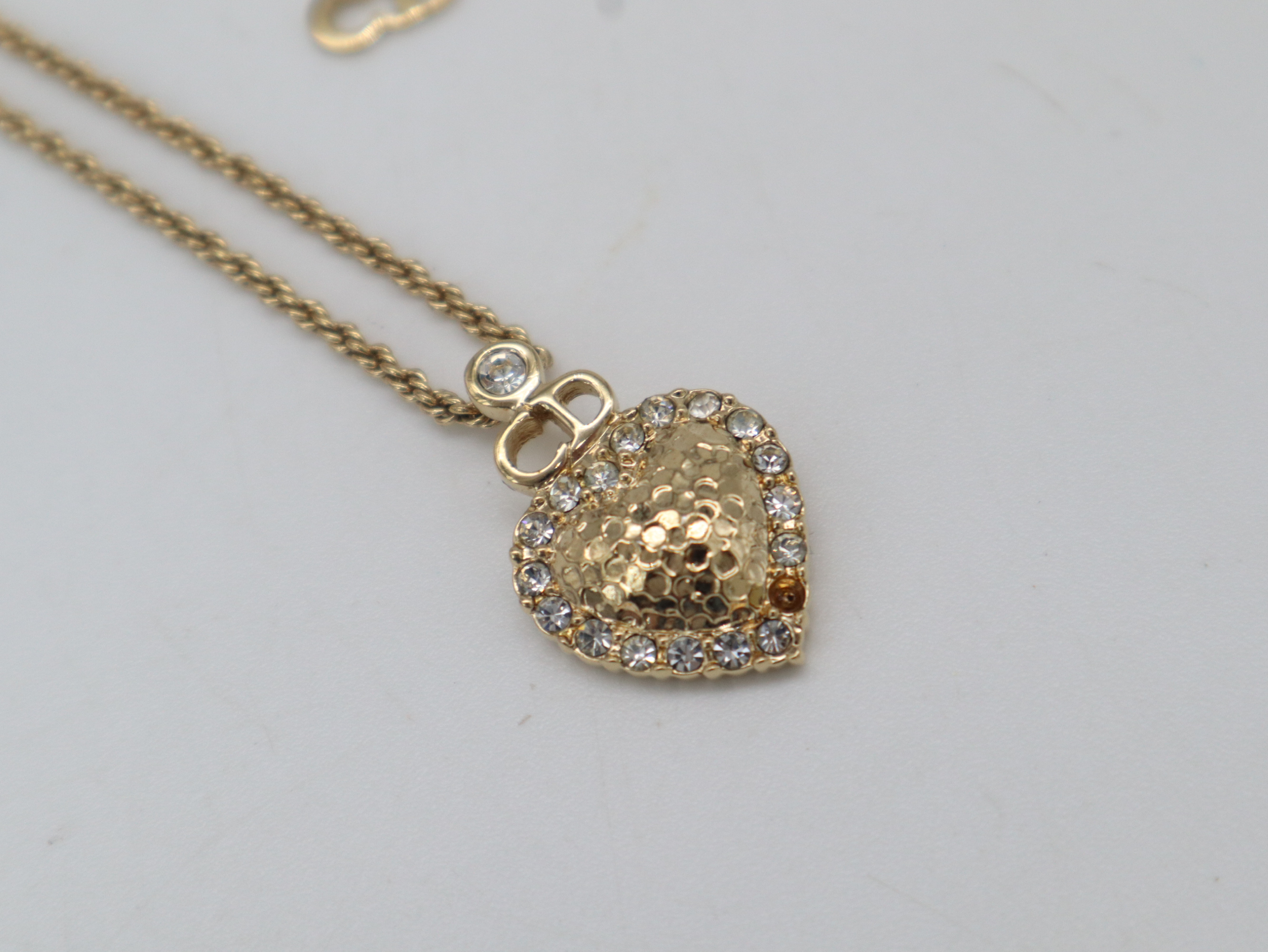 Heart Motif Rhinestone Necklace — view 4