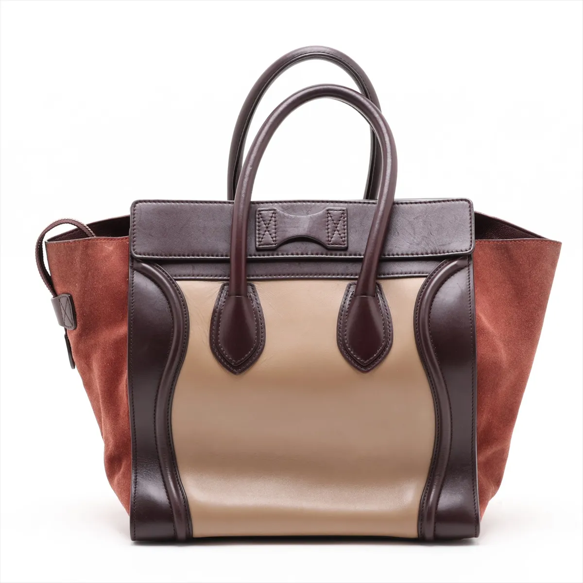 Luggage Mini Shopper Leather x Suede Handbag Brown x Beige — view 2