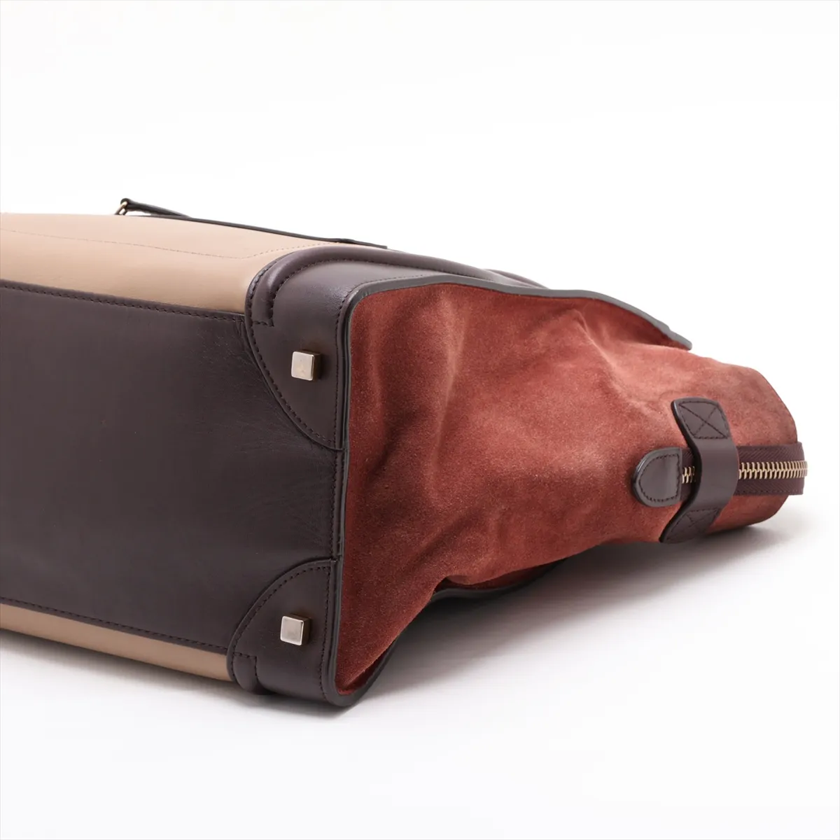 Luggage Mini Shopper Leather x Suede Handbag Brown x Beige — view 3