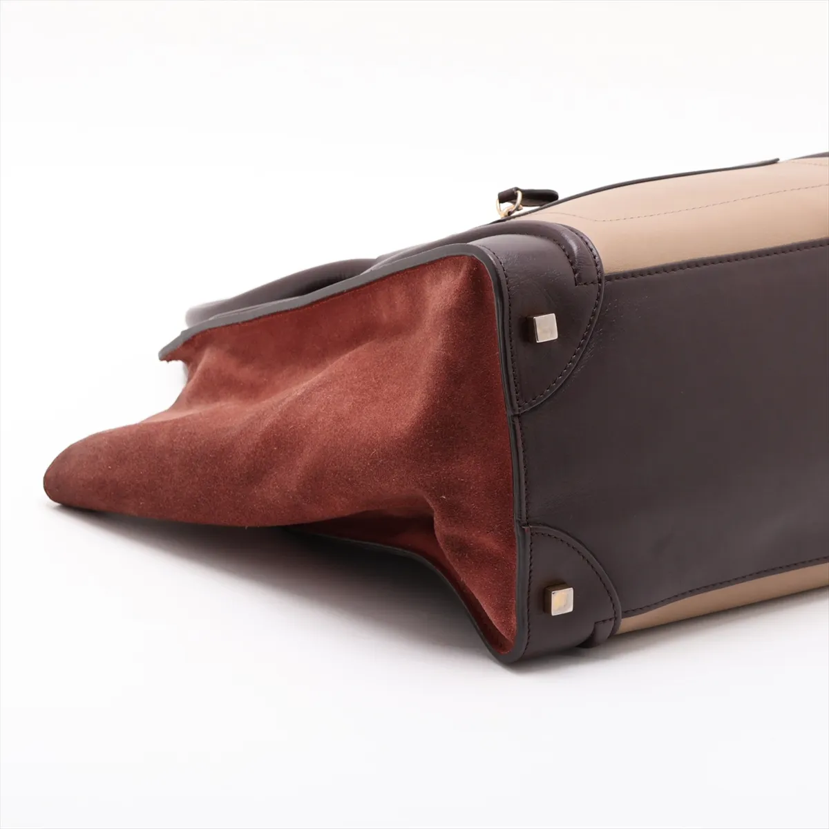 Luggage Mini Shopper Leather x Suede Handbag Brown x Beige — view 4
