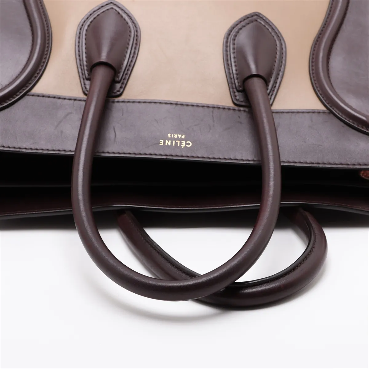 Luggage Mini Shopper Leather x Suede Handbag Brown x Beige — view 5