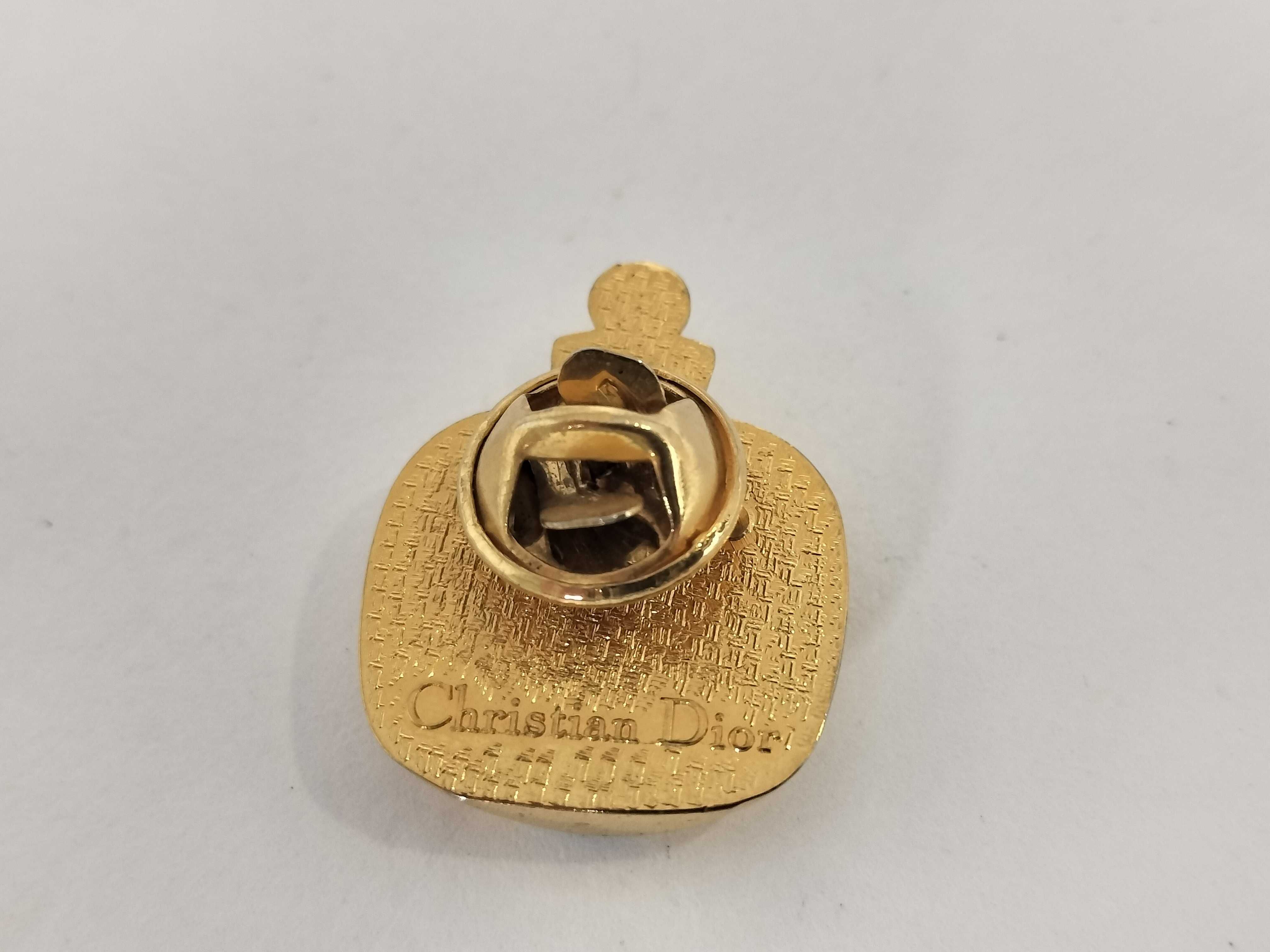 perfume bottle motif gold-tone pin badge brooch — view 2