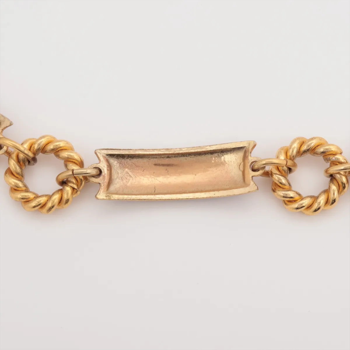 Interlocking G Necklace, GP (Gold Plated), Red x Gold. Shows signs of wear, including — view 3