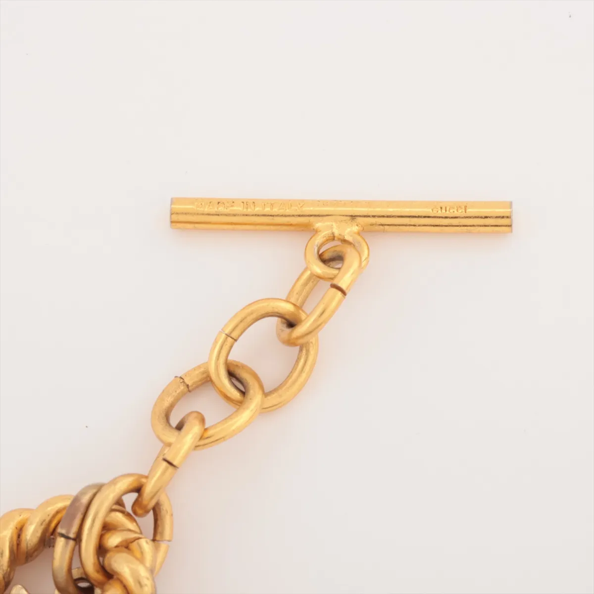 Interlocking G Necklace, GP (Gold Plated), Red x Gold. Shows signs of wear, including — view 5