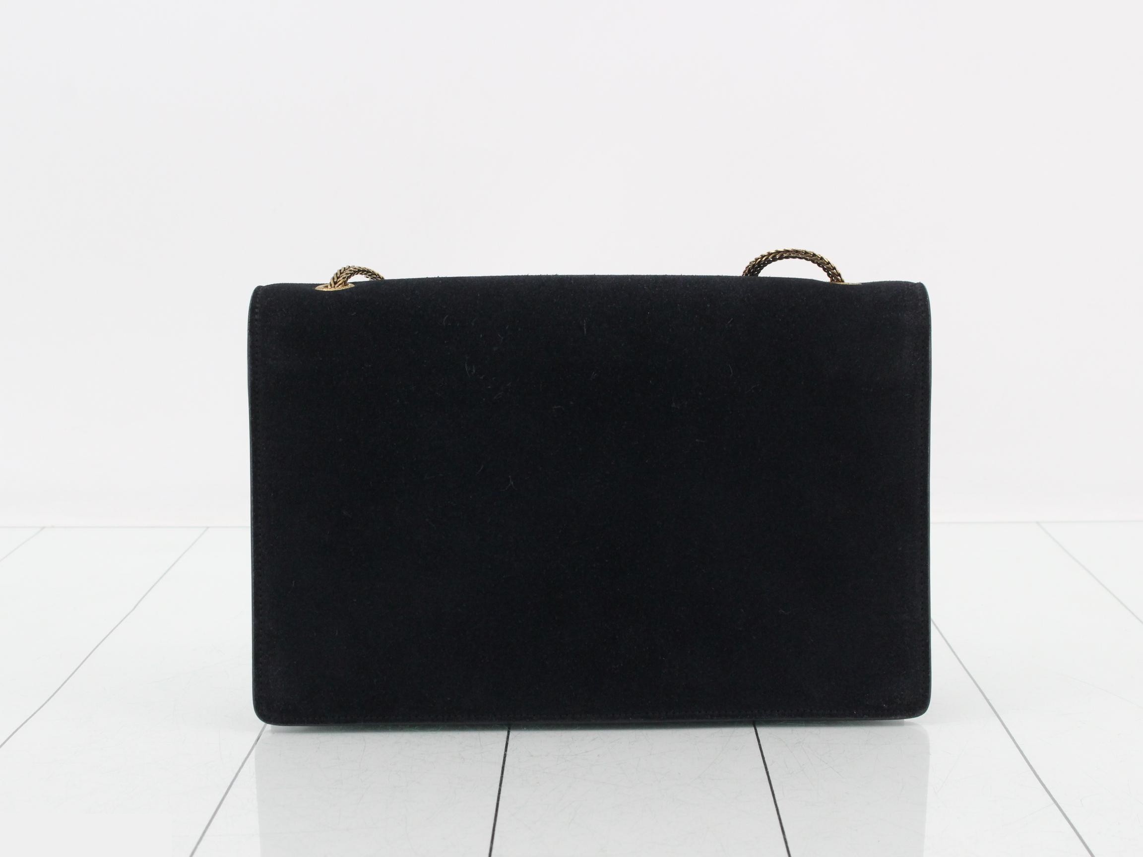 Shoulder bag, suede/leather, navy — view 2