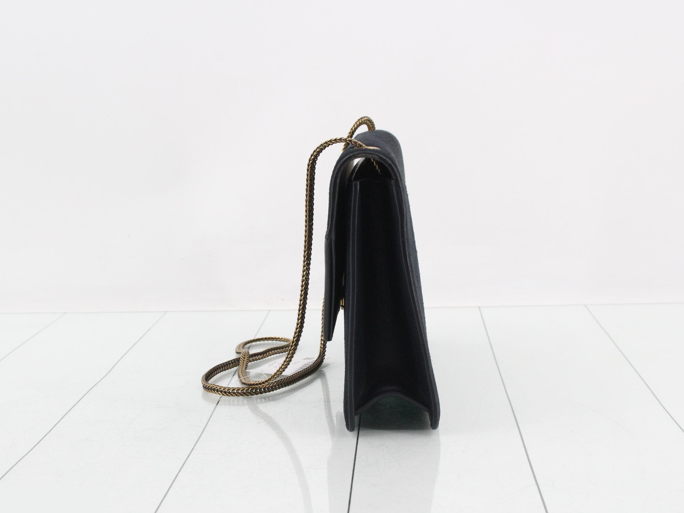 Shoulder bag, suede/leather, navy — view 3