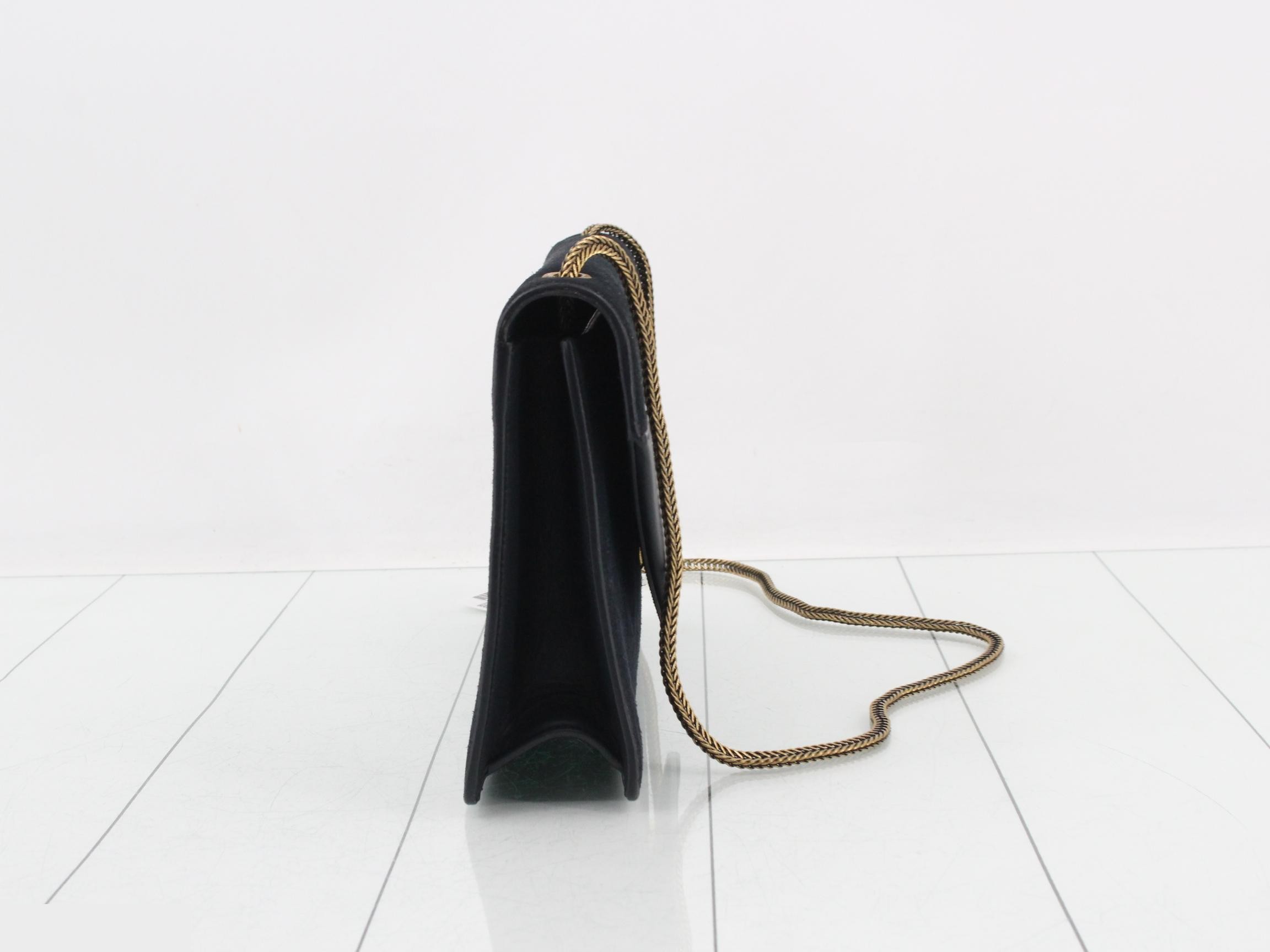 Shoulder bag, suede/leather, navy — view 4
