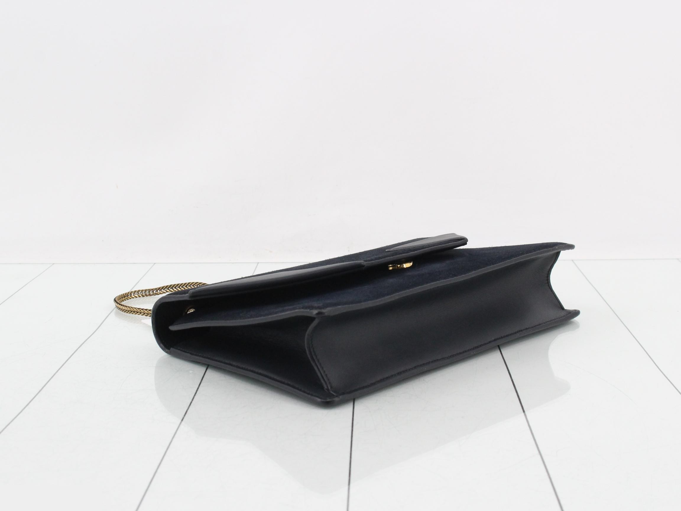 Shoulder bag, suede/leather, navy — view 5
