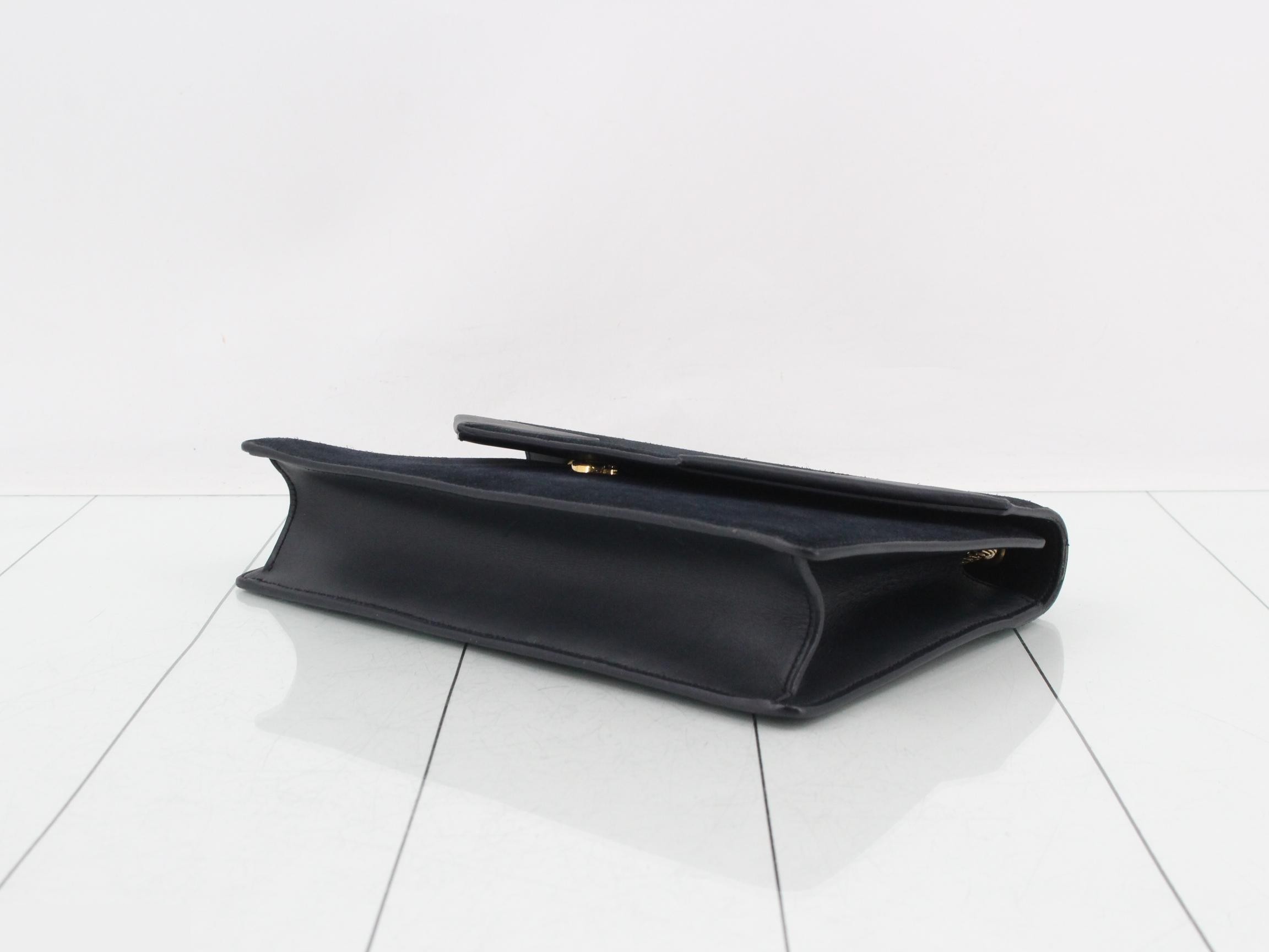Shoulder bag, suede/leather, navy — view 6
