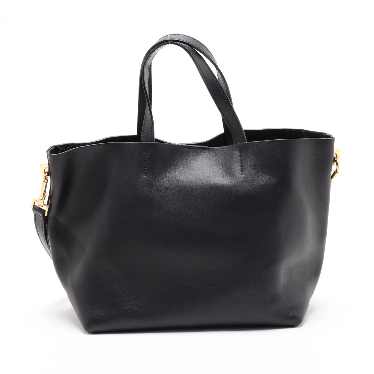 Perforated Leather 2-Way Tote Bag, Black — view 2