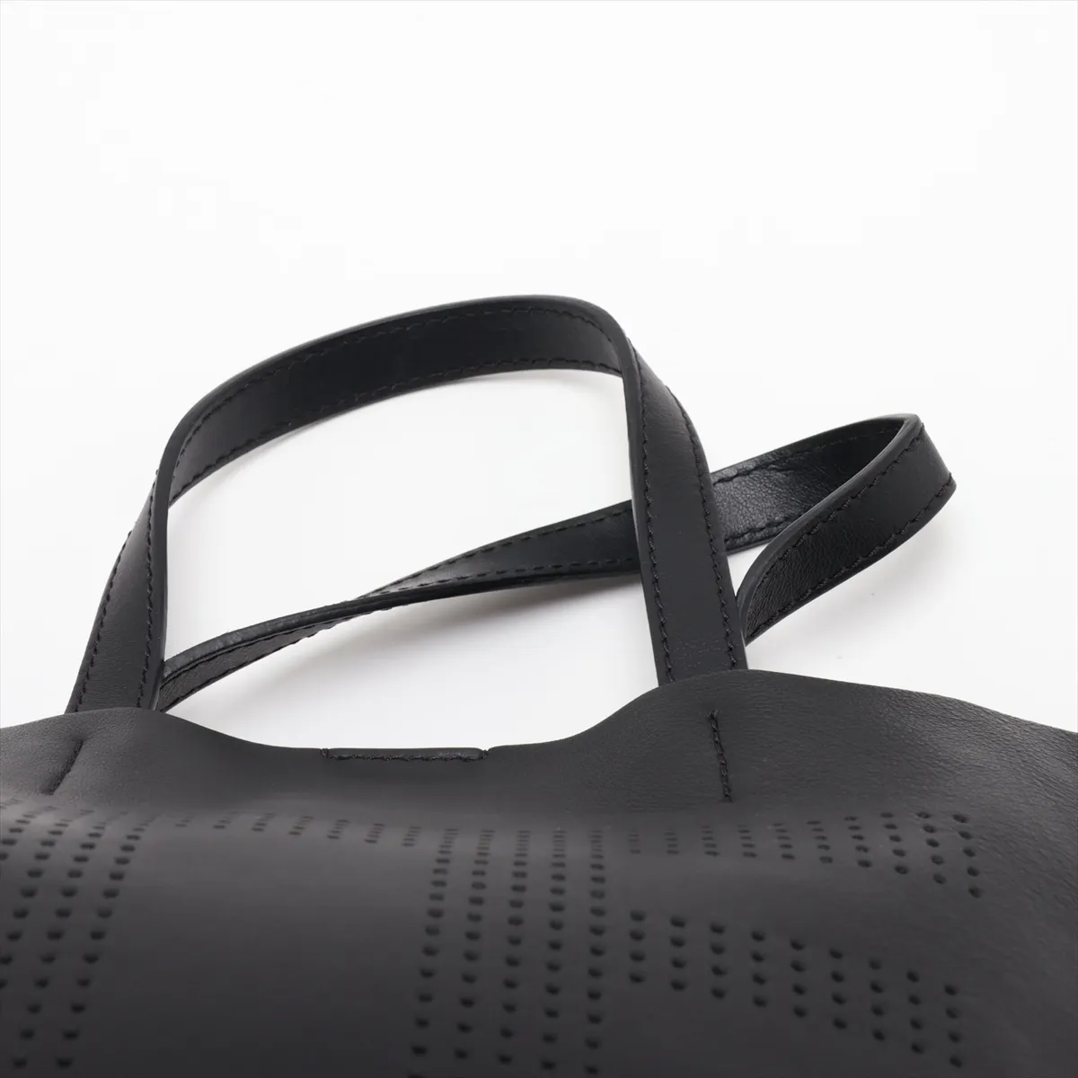 Perforated Leather 2-Way Tote Bag, Black — view 6