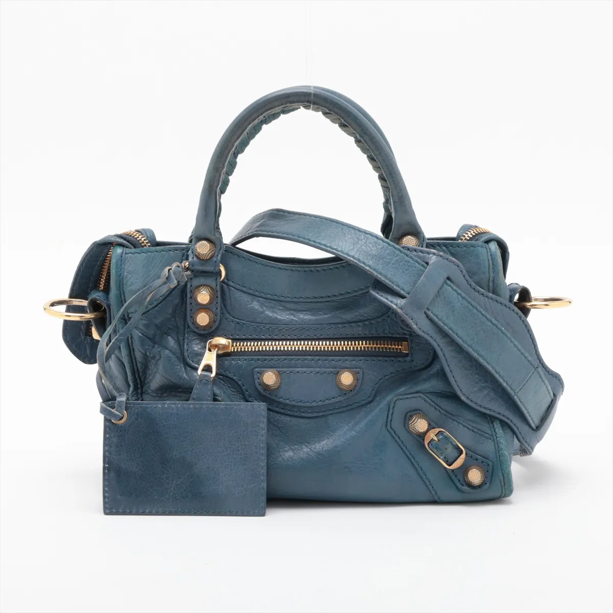 Giant Mini City 309544 Leather 2-Way Handbag, Blue, with Mirror