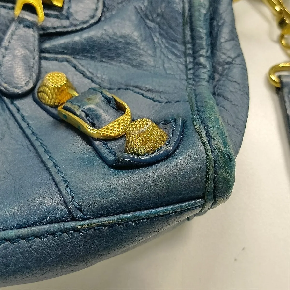 Giant Mini City 309544 Leather 2-Way Handbag, Blue, with Mirror — view 13