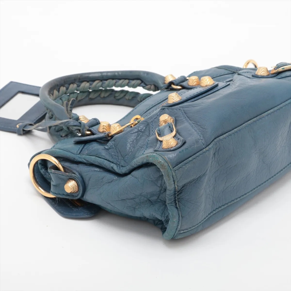 Giant Mini City 309544 Leather 2-Way Handbag, Blue, with Mirror — view 4