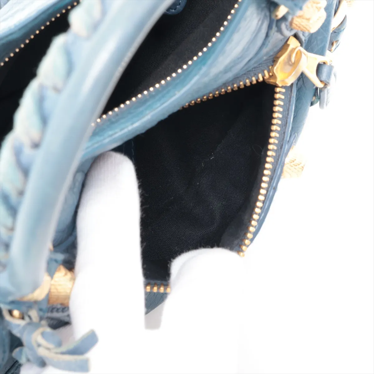 Giant Mini City 309544 Leather 2-Way Handbag, Blue, with Mirror — view 10
