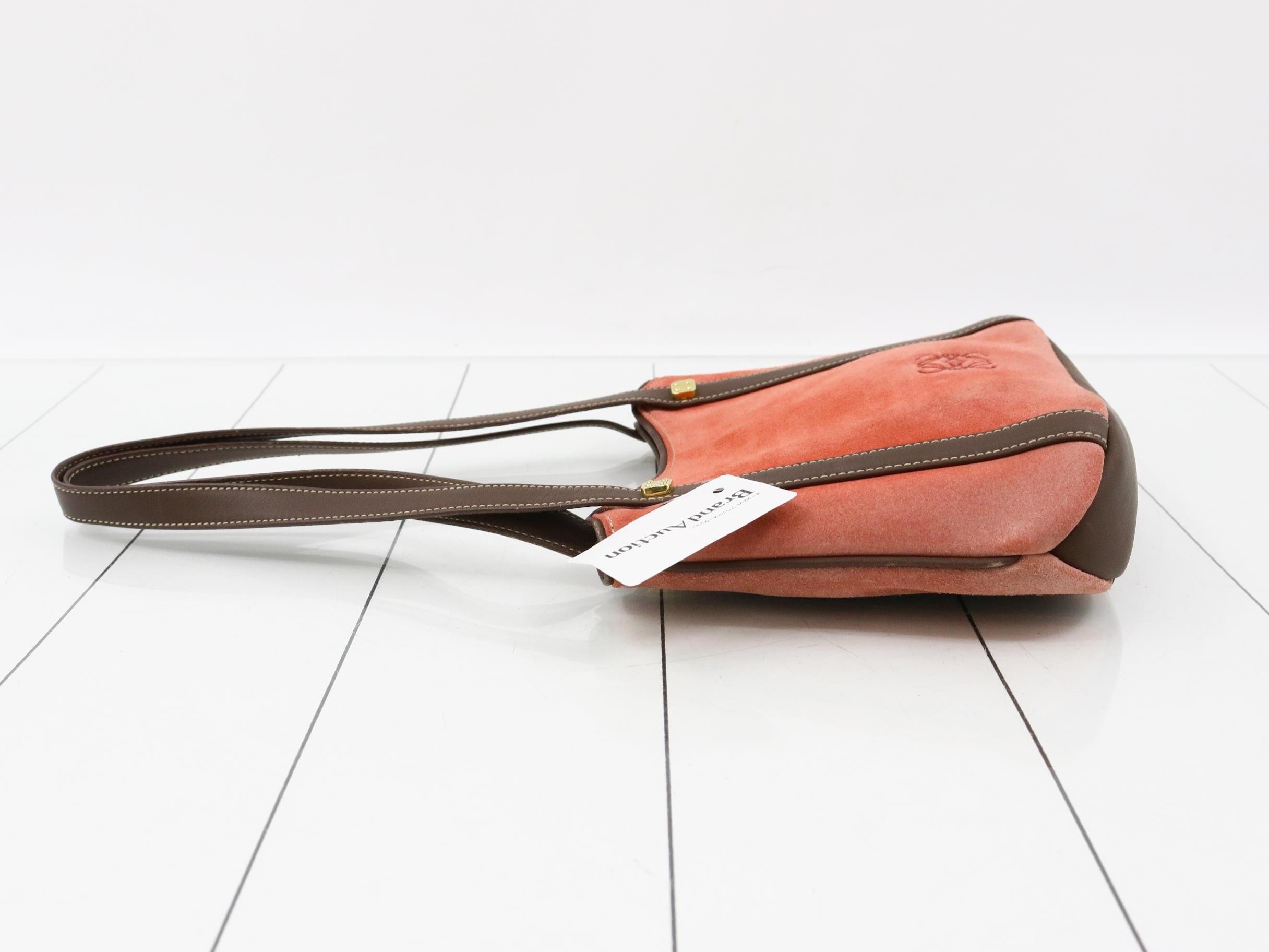 Anagram Shoulder Bag, Suede/Leather, Bordeaux — view 4