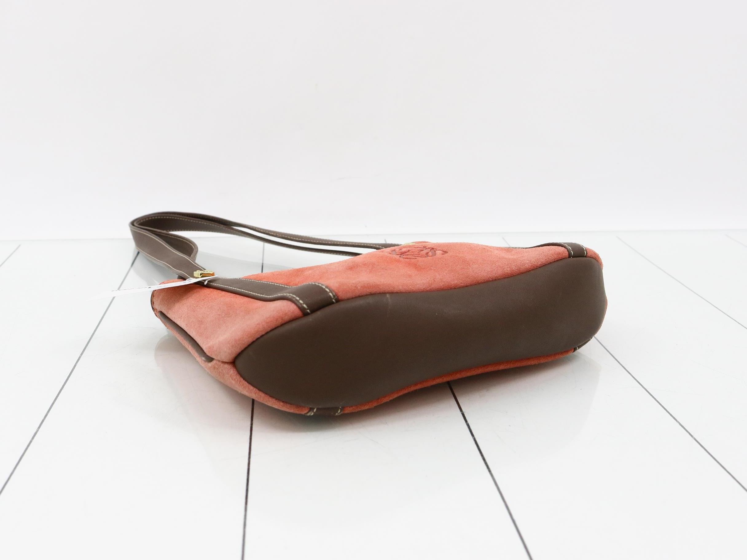 Anagram Shoulder Bag, Suede/Leather, Bordeaux — view 5